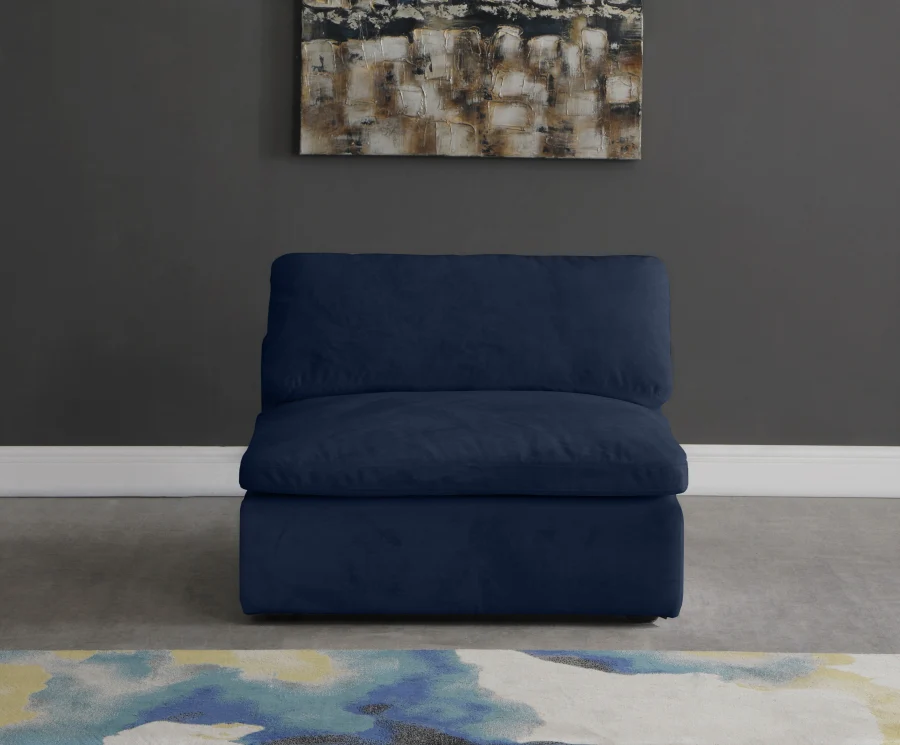 Cozy Velvet Upholstered Overstuffed Fiber Filled Comfort Comfort Armless Modular Chair - Image 24