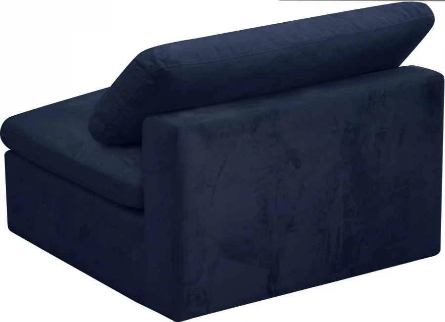 Cozy Velvet Upholstered Overstuffed Fiber Filled Comfort Comfort Armless Modular Chair - Image 25