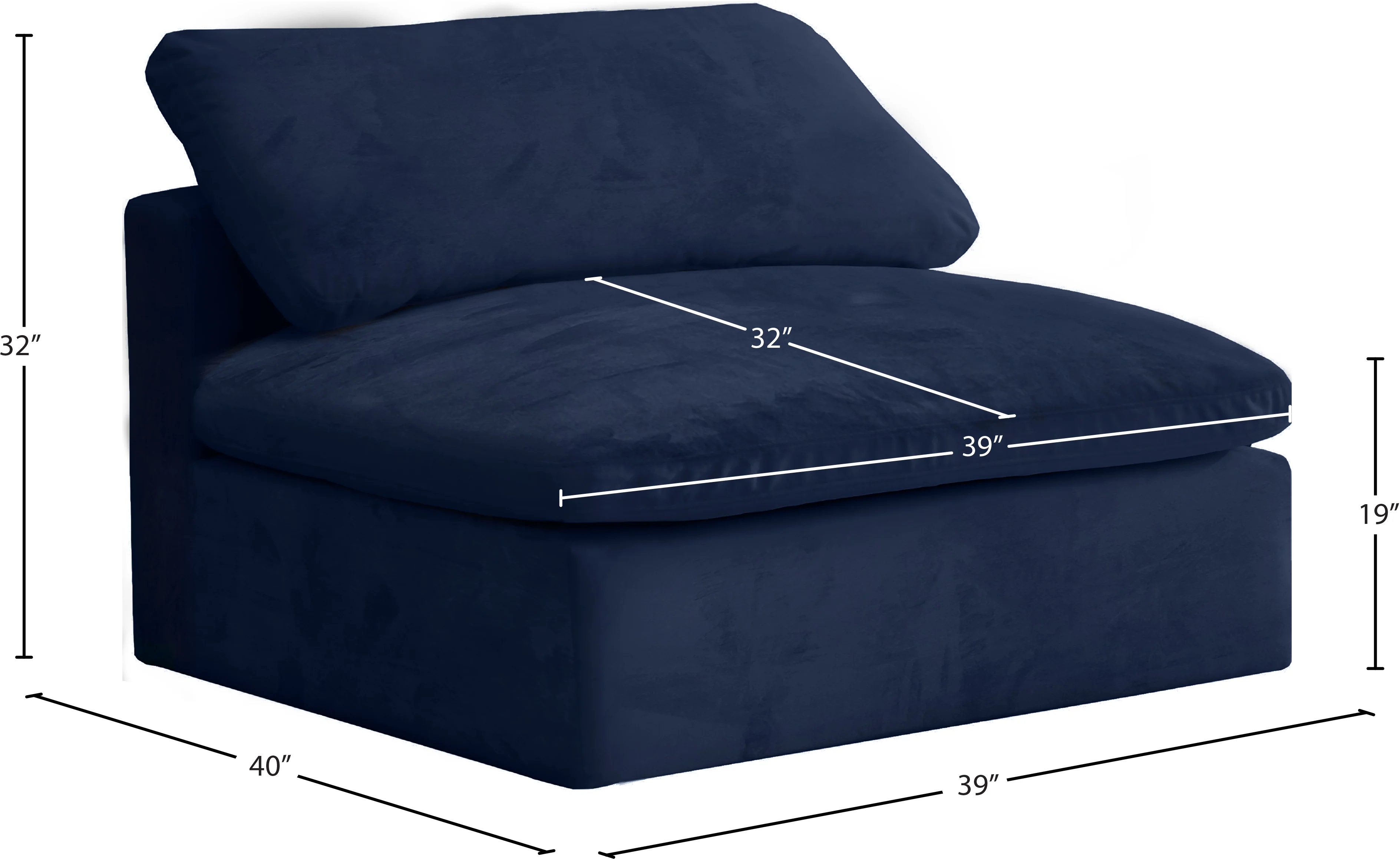 Cozy Velvet Upholstered Overstuffed Fiber Filled Comfort Comfort Armless Modular Chair - Image 27