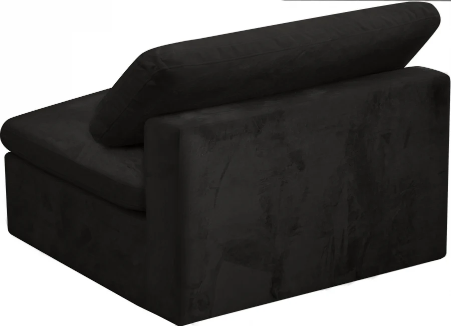 Cozy Velvet Upholstered Overstuffed Fiber Filled Comfort Comfort Armless Modular Chair - Image 4