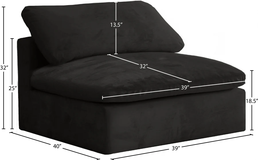 Cozy Velvet Upholstered Overstuffed Fiber Filled Comfort Comfort Armless Modular Chair - Image 6