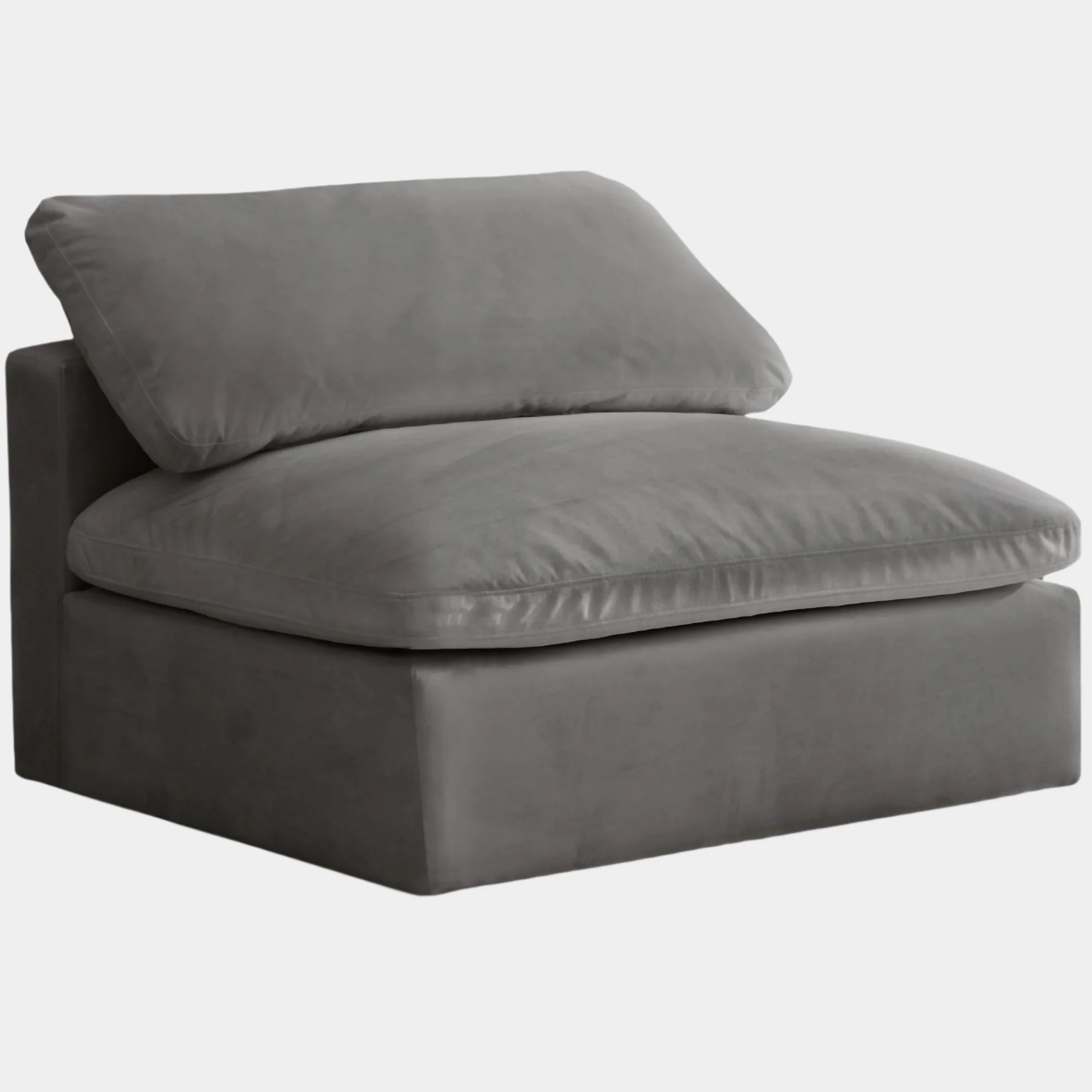 Cozy Velvet Upholstered Overstuffed Fiber Filled Comfort Comfort Armless Modular Chair - Image 8