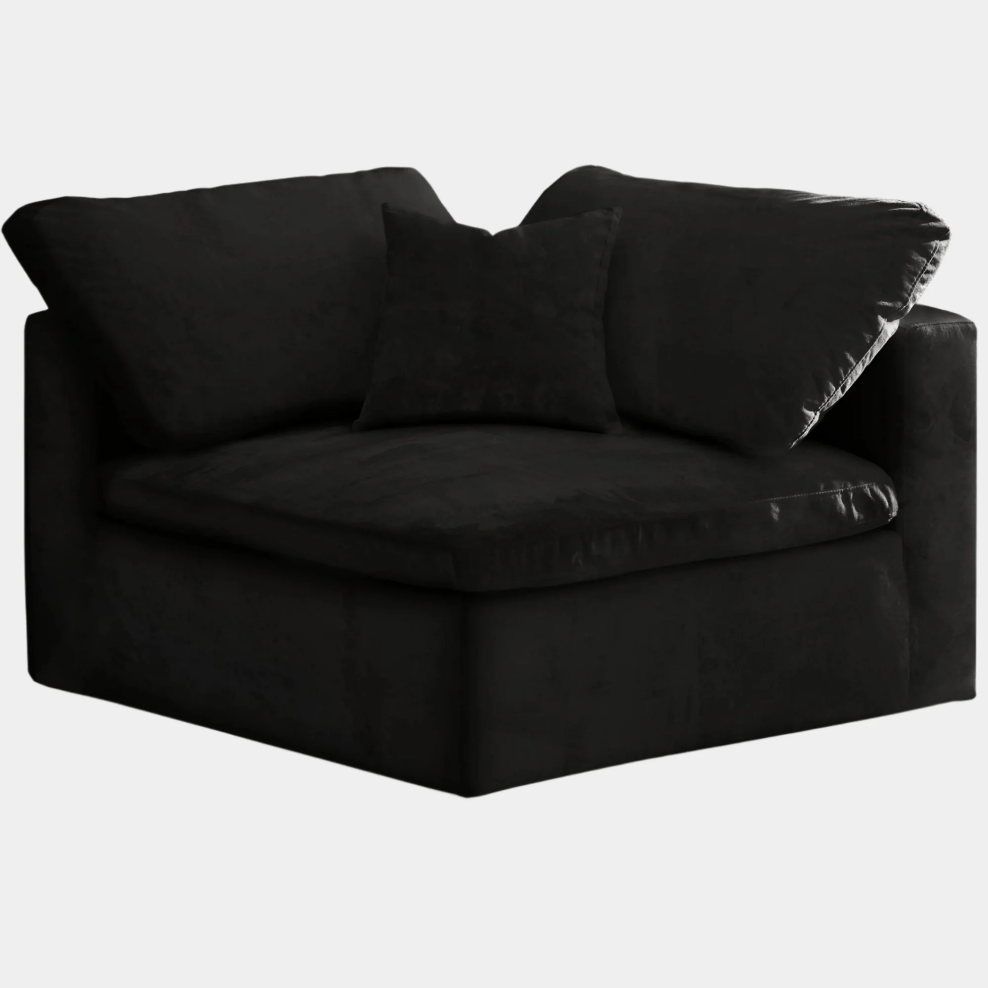 Cozy Velvet Upholstered Overstuffed Fiber Filled Comfort Comfort Corner Modular Chair