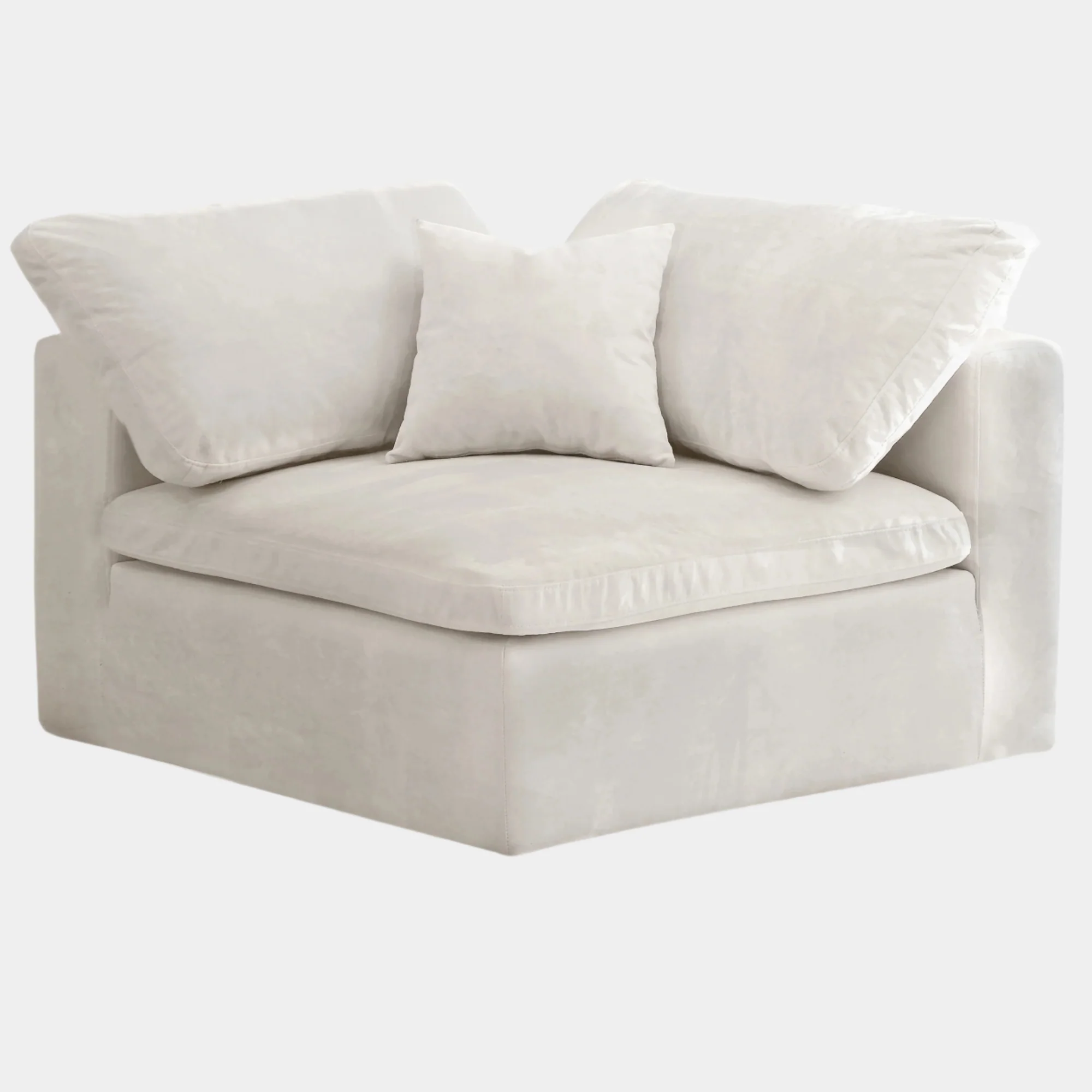 Cozy Velvet Upholstered Overstuffed Fiber Filled Comfort Comfort Corner Modular Chair - Image 13