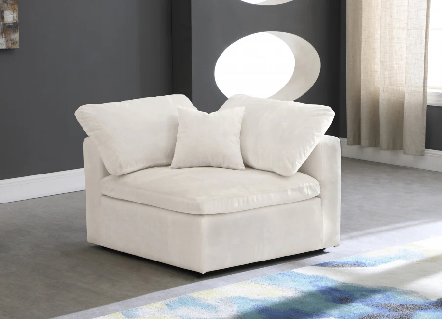 Cozy Velvet Upholstered Overstuffed Fiber Filled Comfort Comfort Corner Modular Chair - Image 14