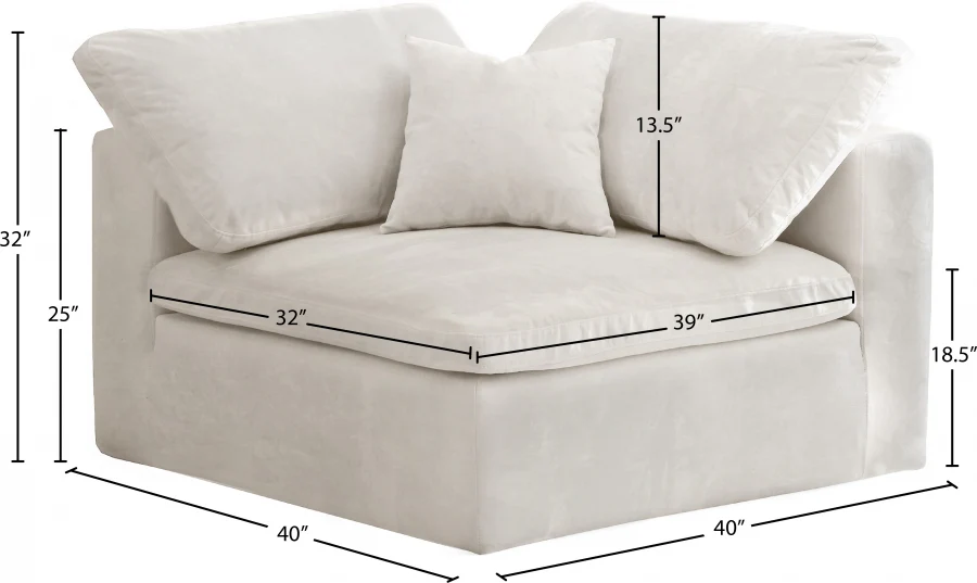 Cozy Velvet Upholstered Overstuffed Fiber Filled Comfort Comfort Corner Modular Chair - Image 17