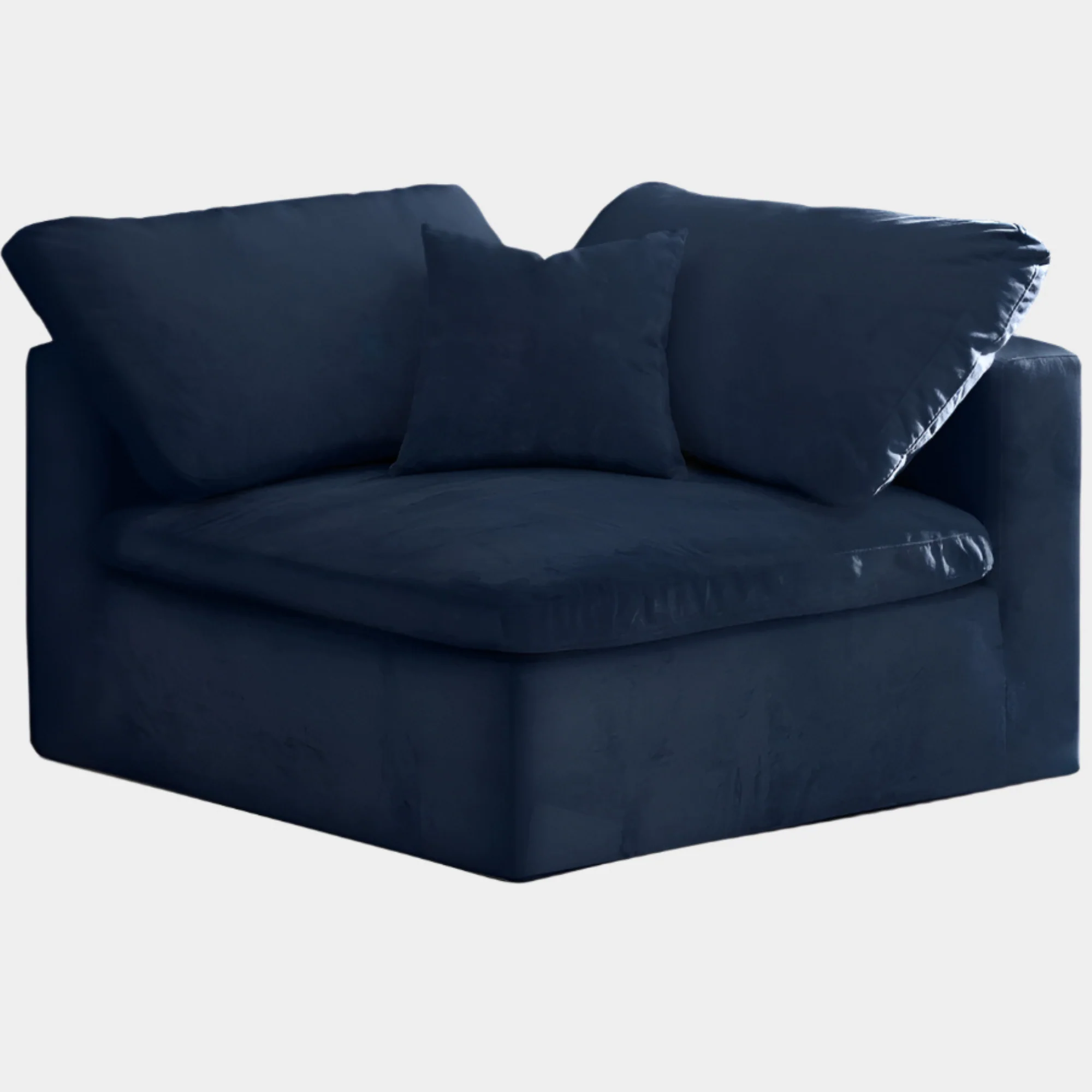 Cozy Velvet Upholstered Overstuffed Fiber Filled Comfort Comfort Corner Modular Chair - Image 18