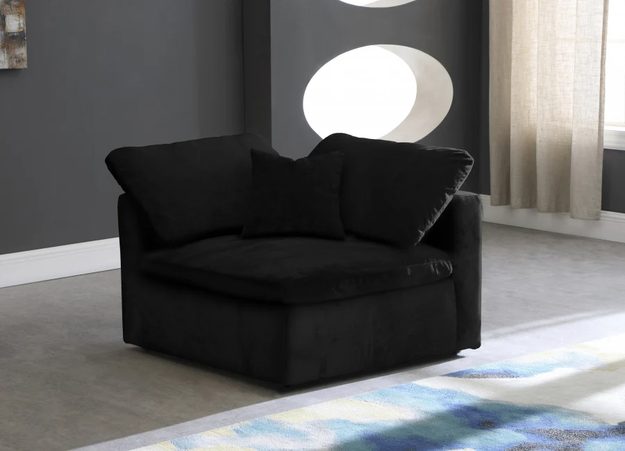 Cozy Velvet Upholstered Overstuffed Fiber Filled Comfort Comfort Corner Modular Chair - Image 2