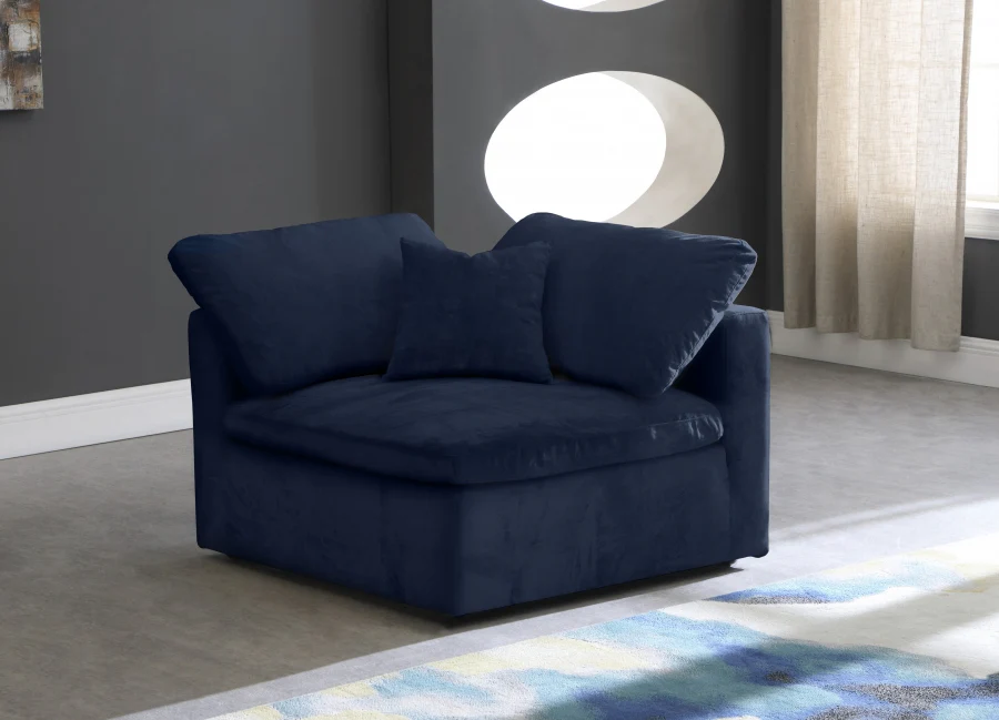 Cozy Velvet Upholstered Overstuffed Fiber Filled Comfort Comfort Corner Modular Chair - Image 20