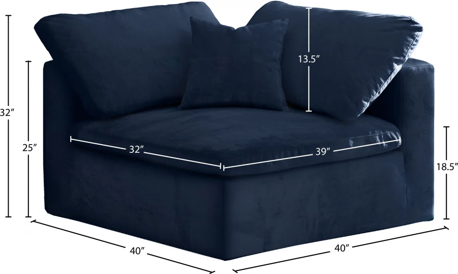 Cozy Velvet Upholstered Overstuffed Fiber Filled Comfort Comfort Corner Modular Chair - Image 23