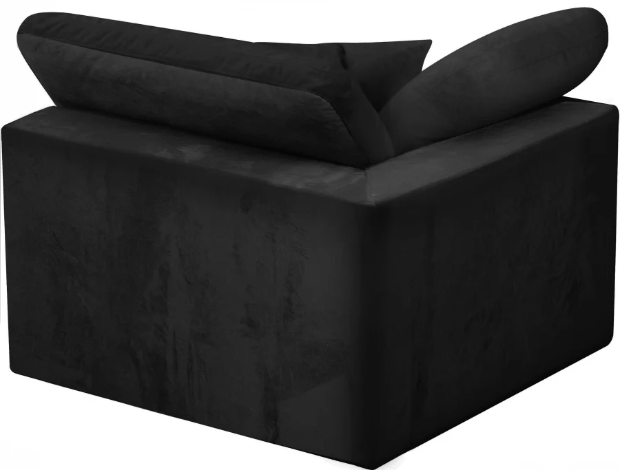 Cozy Velvet Upholstered Overstuffed Fiber Filled Comfort Comfort Corner Modular Chair - Image 3