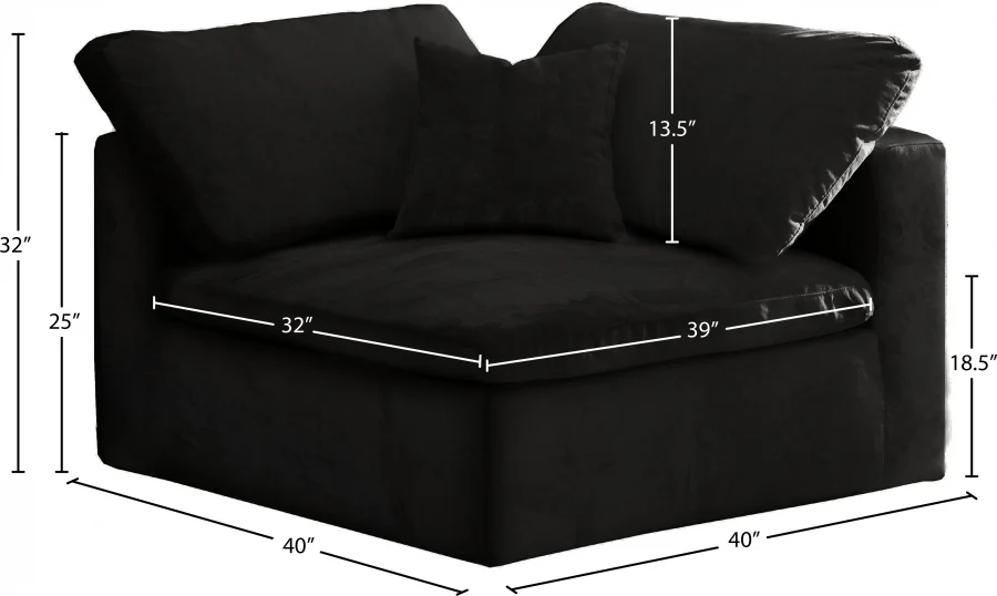 Cozy Velvet Upholstered Overstuffed Fiber Filled Comfort Comfort Corner Modular Chair - Image 5