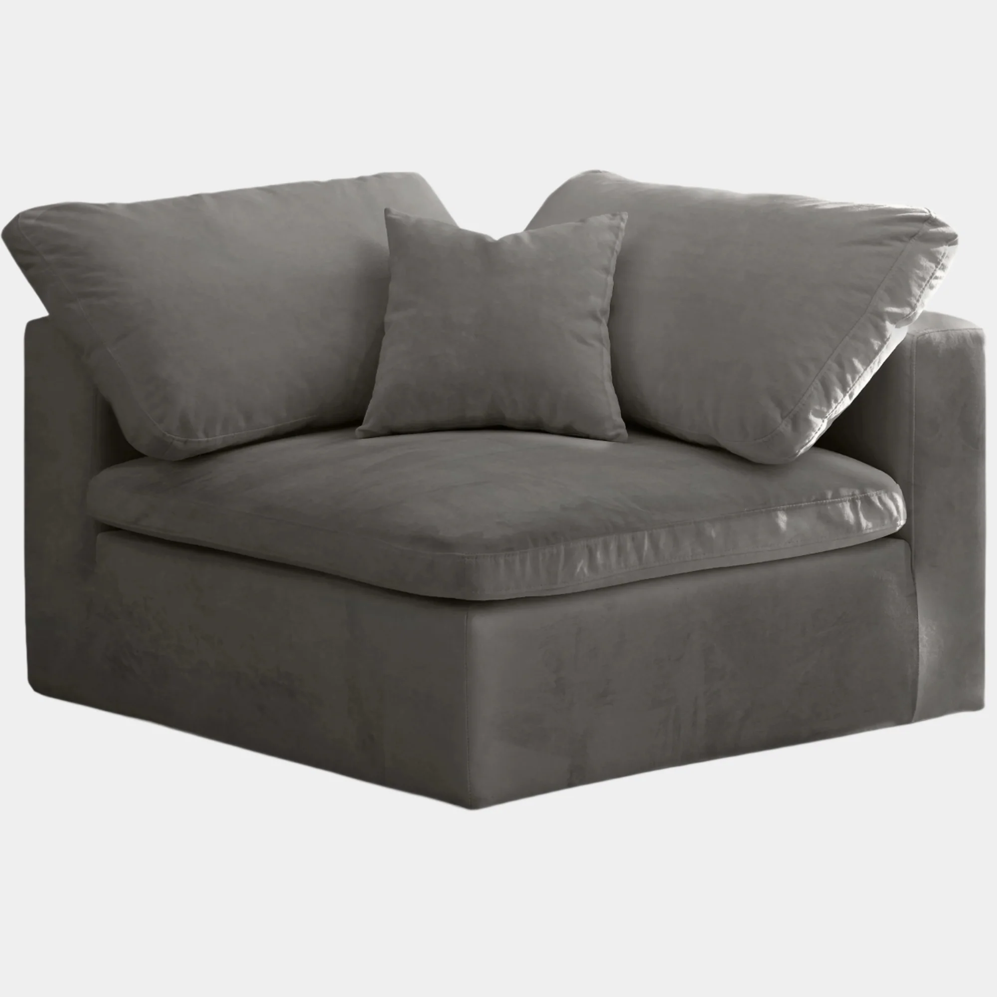 Cozy Velvet Upholstered Overstuffed Fiber Filled Comfort Comfort Corner Modular Chair - Image 7
