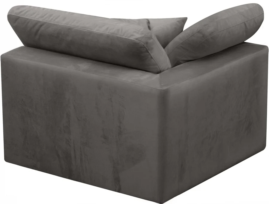 Cozy Velvet Upholstered Overstuffed Fiber Filled Comfort Comfort Corner Modular Chair - Image 9