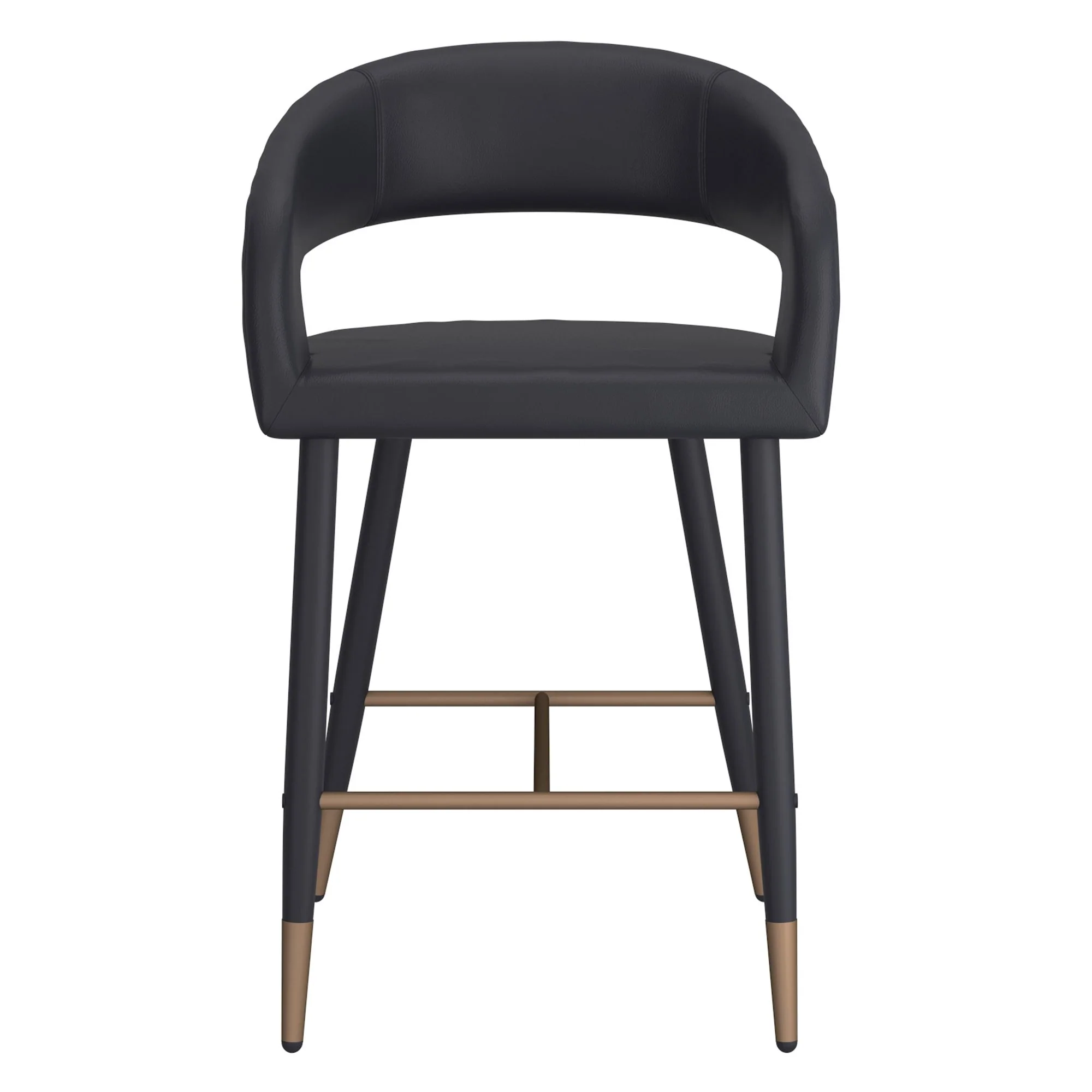 Crimson 26" Counter Stool, set of 2, in Black Faux Leather and Black and Aged Gold - Image 3