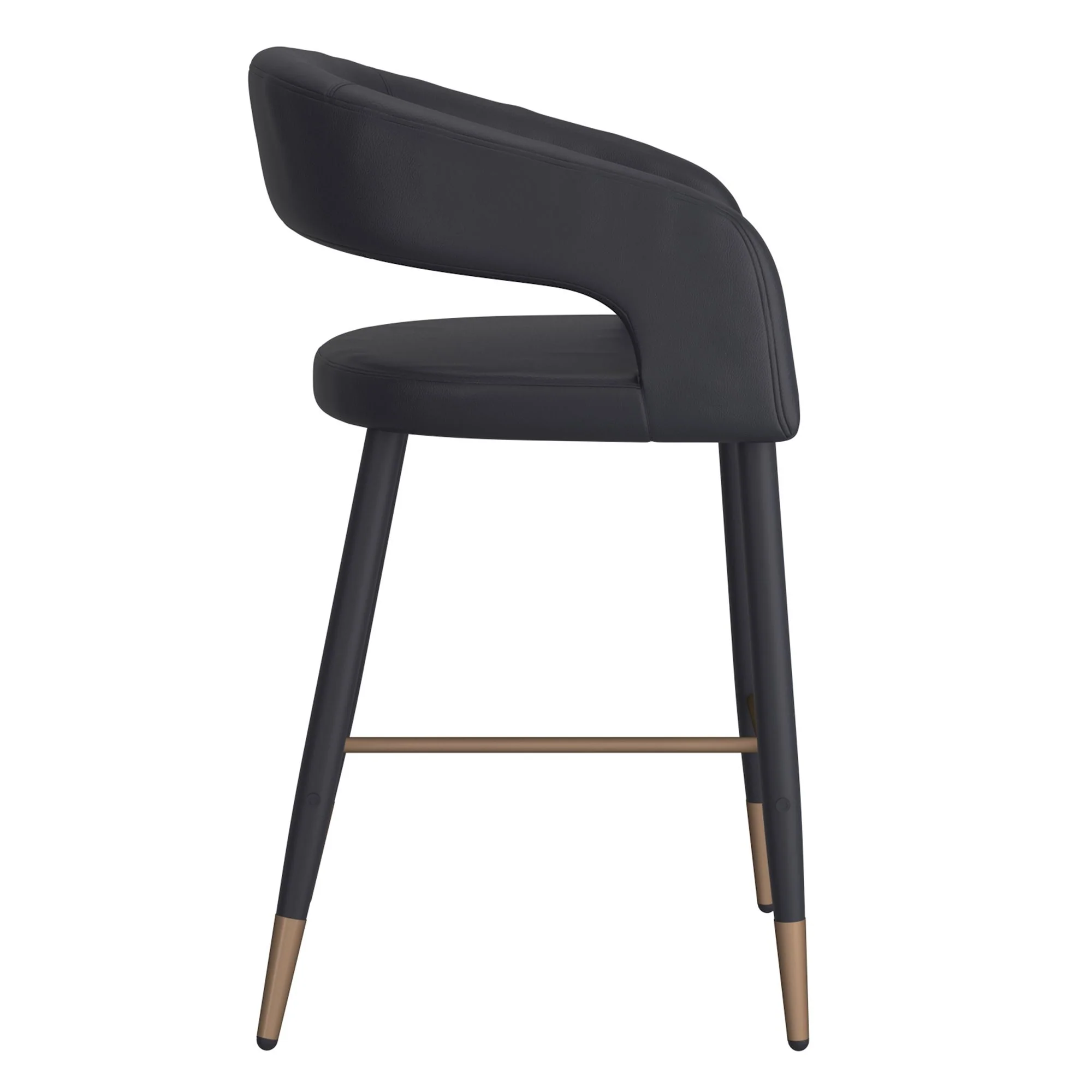 Crimson 26" Counter Stool, set of 2, in Black Faux Leather and Black and Aged Gold - Image 5