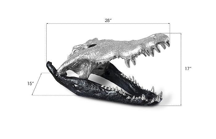 Crocodile Skull, Black/Silver Leaf - Image 4