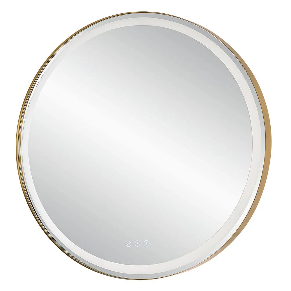 Crofton Lighted Round Mirror, Brass - Image 8