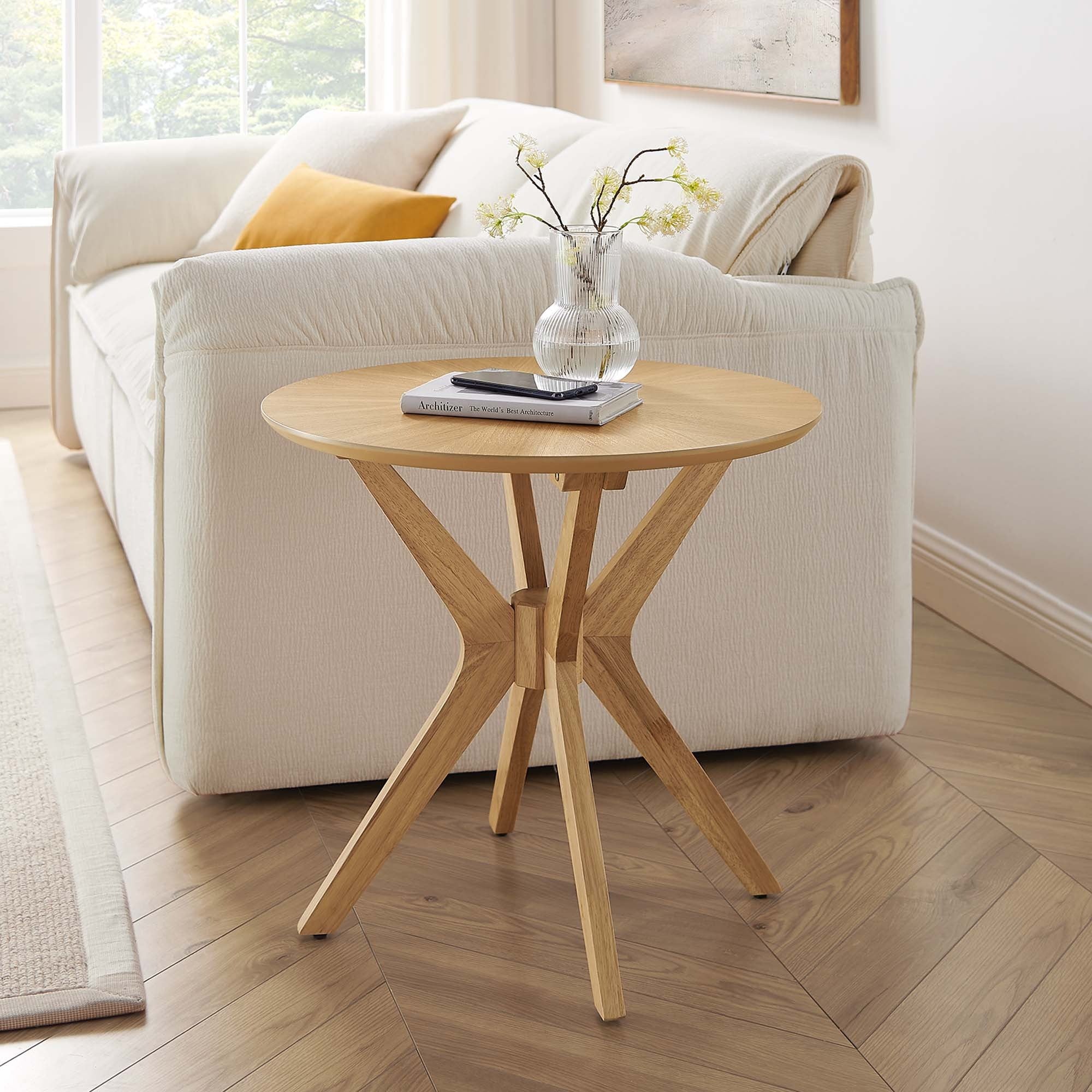 Crossroads 24” Round Wood Side Table - Image 2