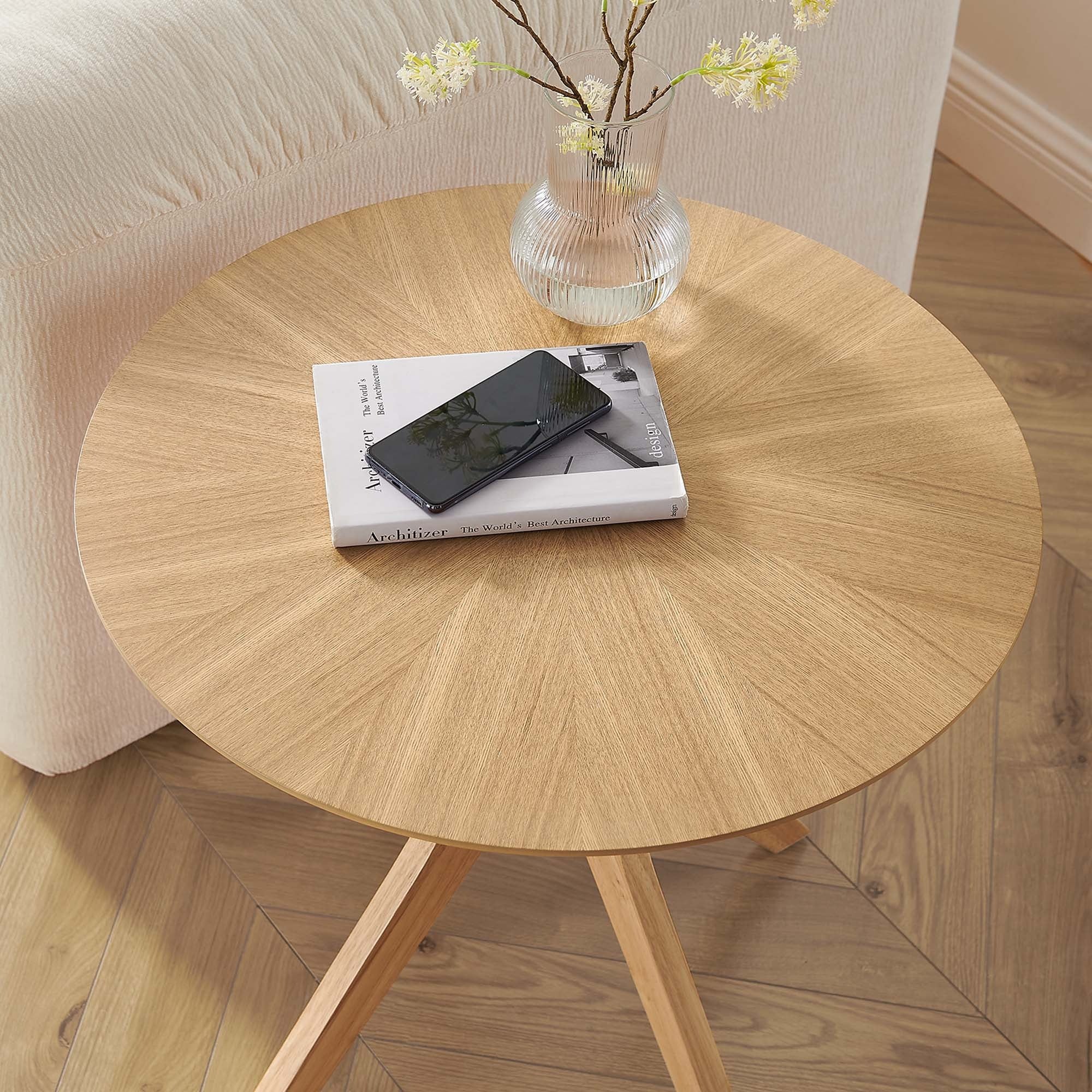 Crossroads 24” Round Wood Side Table - Image 3