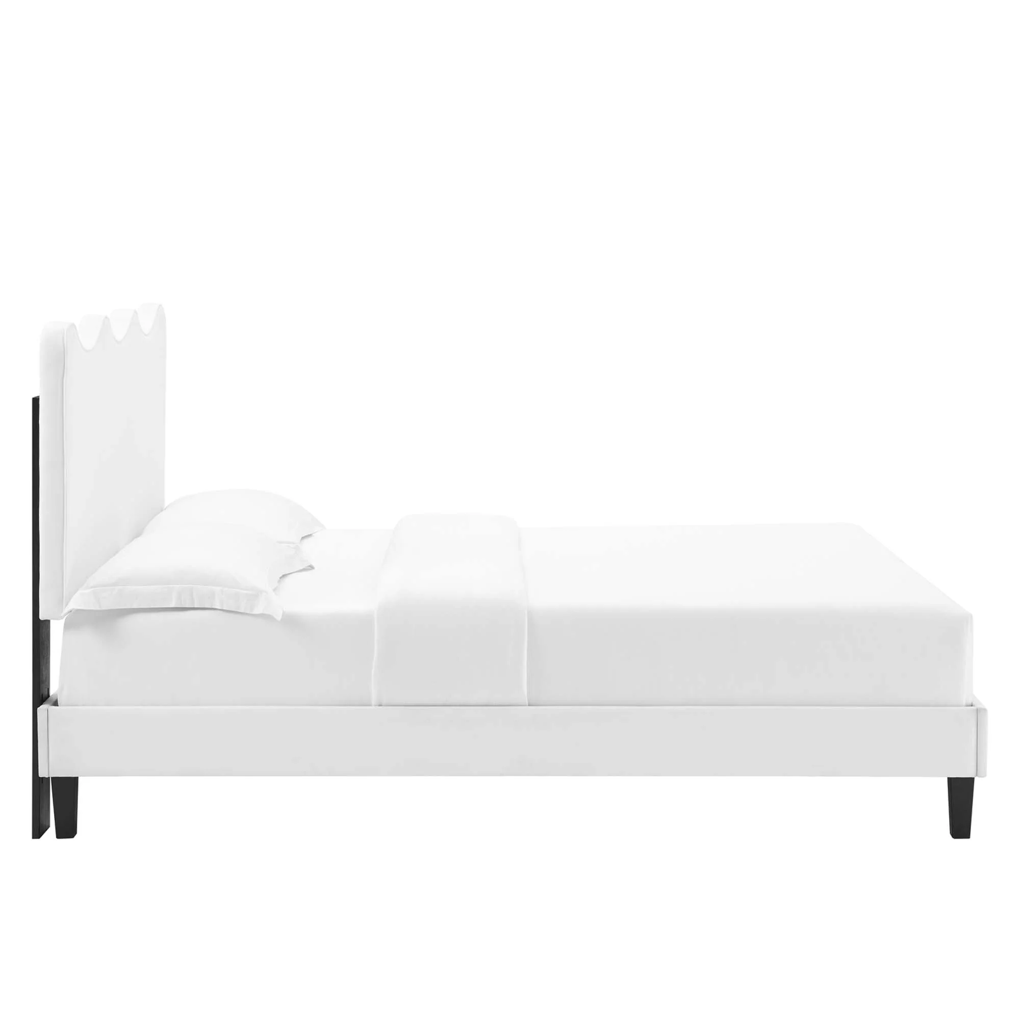 Current Performance Velvet Platform Bed With Black Wood Legs - Image 14