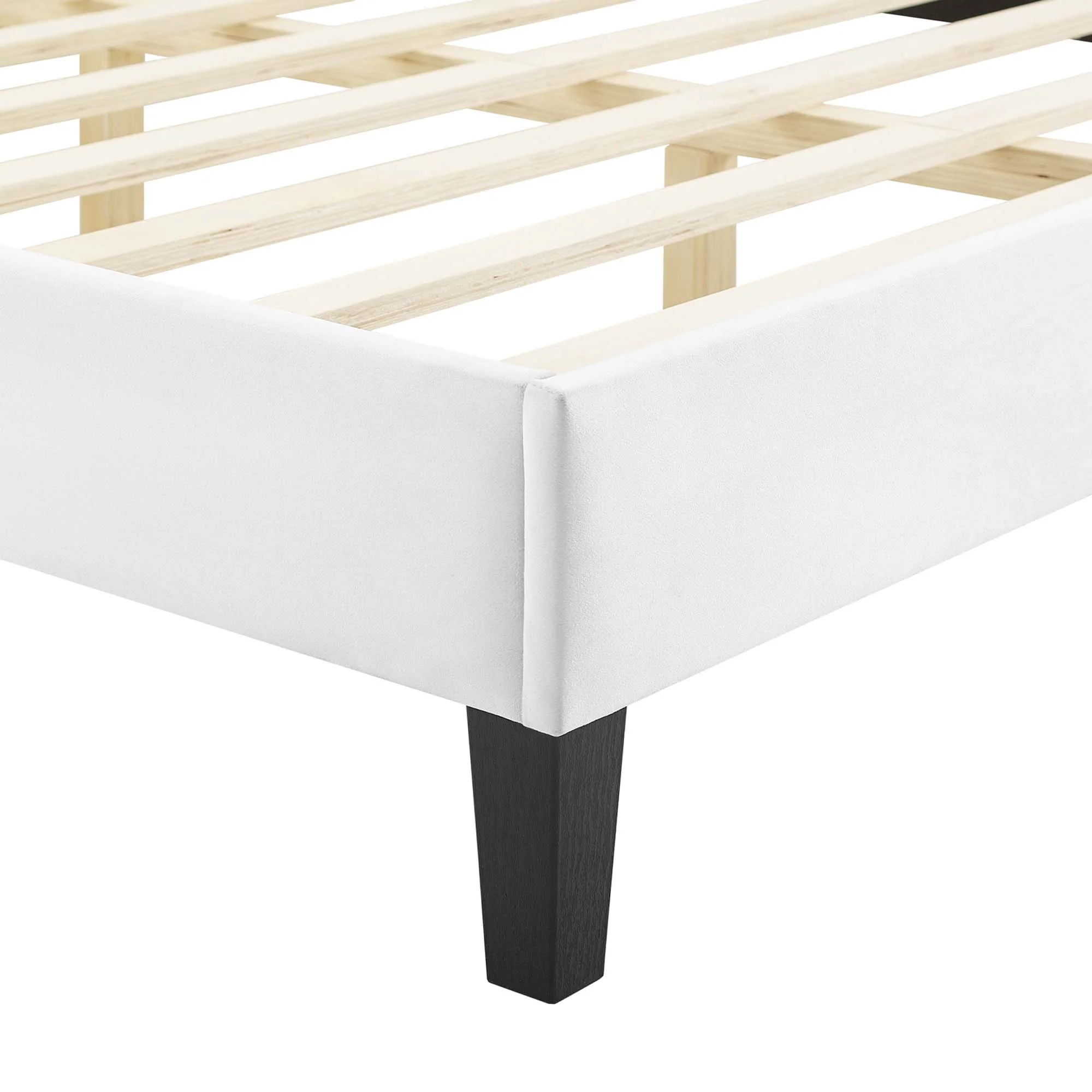 Current Performance Velvet Platform Bed With Black Wood Legs - Image 16