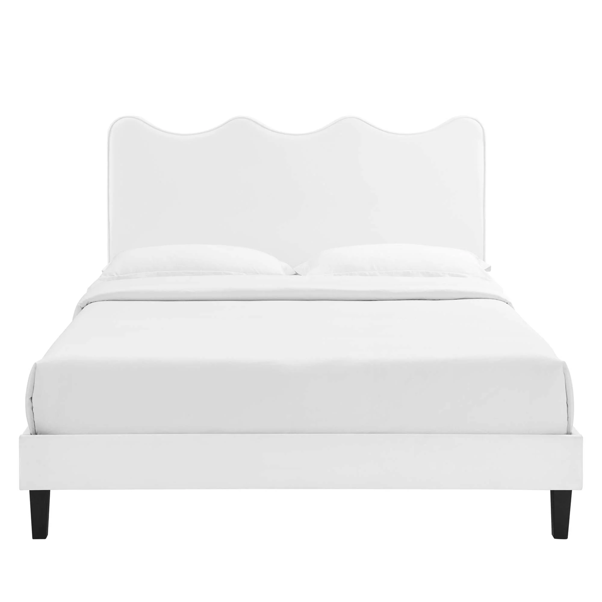 Current Performance Velvet Platform Bed With Black Wood Legs - Image 17