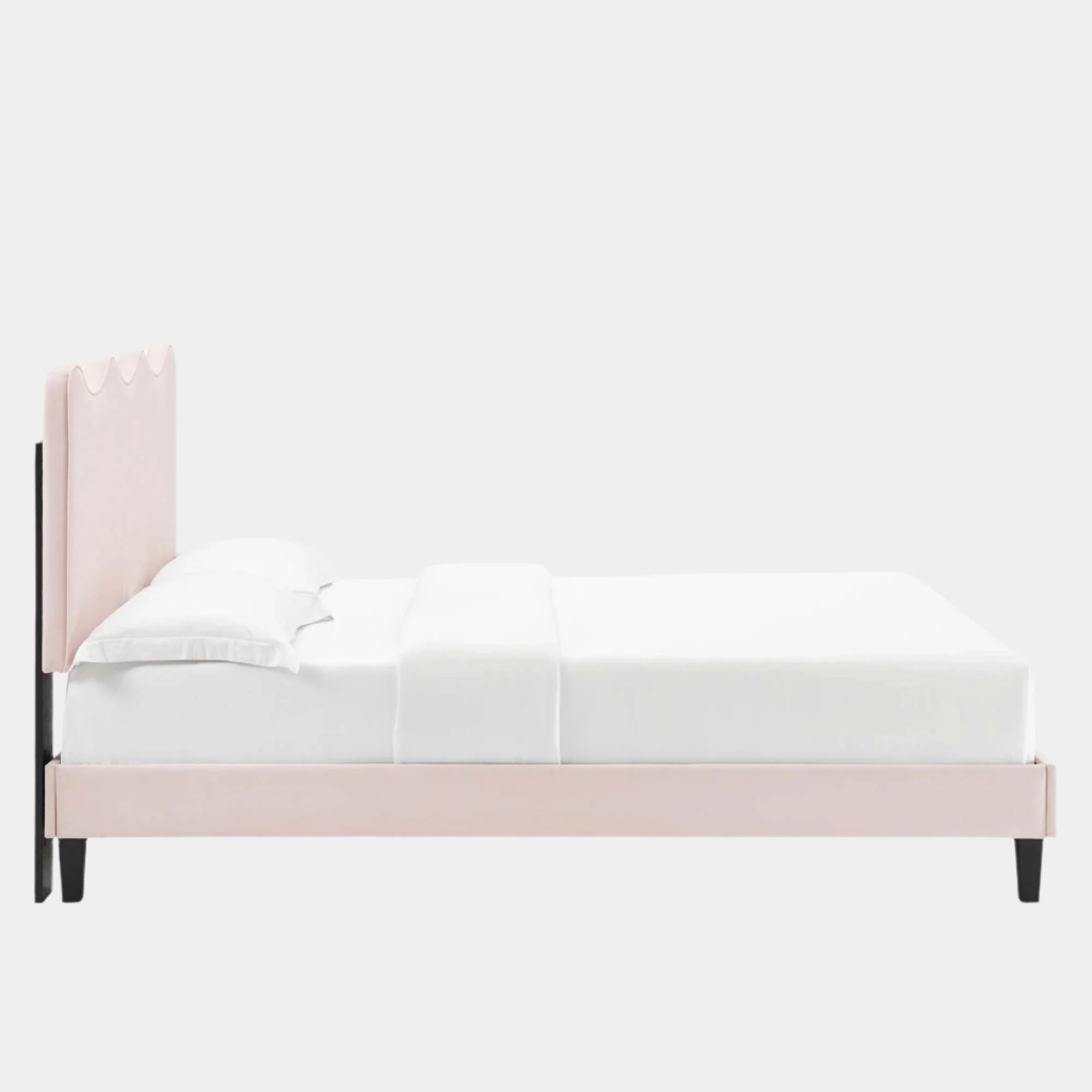 Current Performance Velvet Platform Bed With Black Wood Legs - Image 2