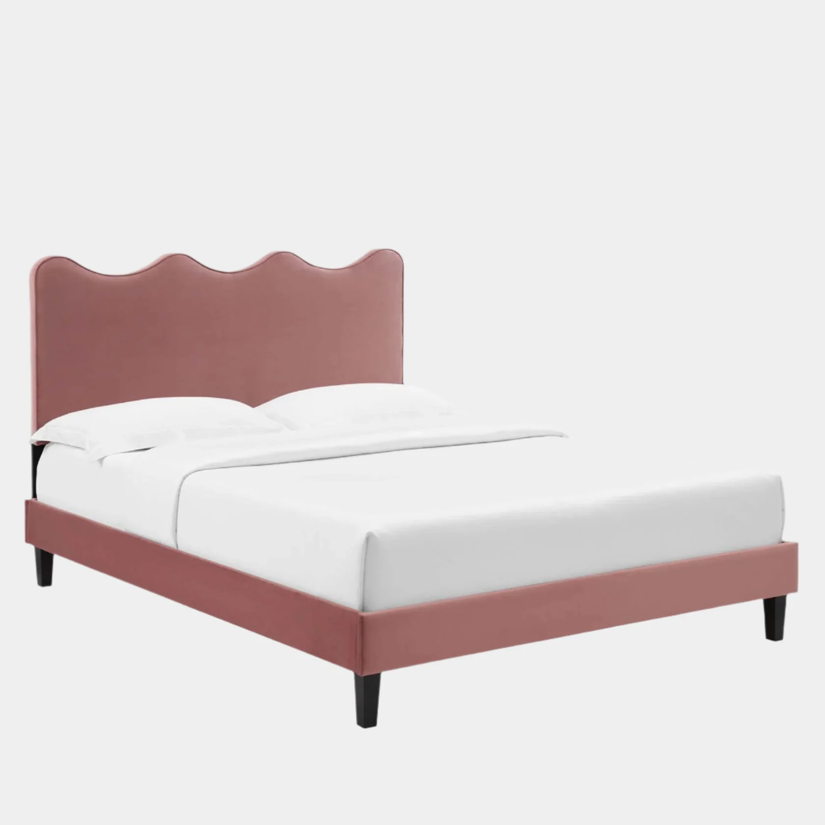 Current Performance Velvet Platform Bed With Black Wood Legs - Image 25