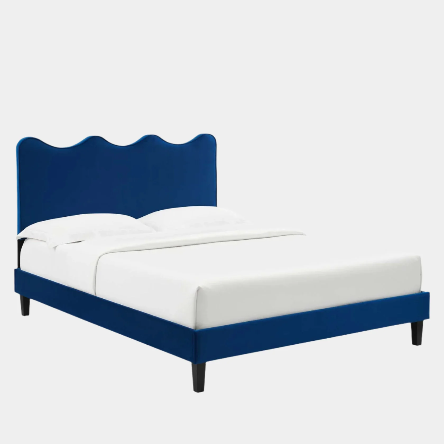Current Performance Velvet Platform Bed With Black Wood Legs - Image 37