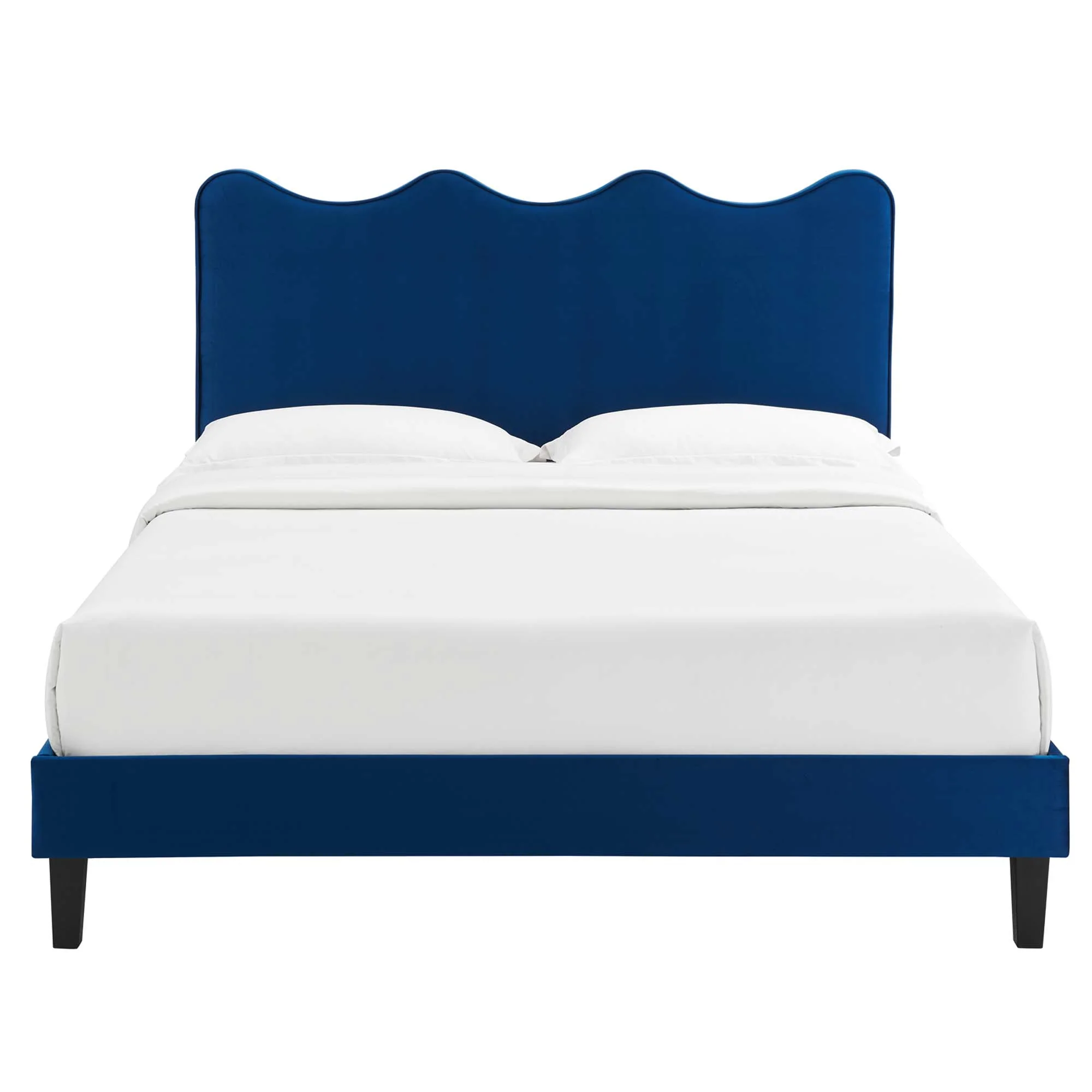 Current Performance Velvet Platform Bed With Black Wood Legs - Image 41