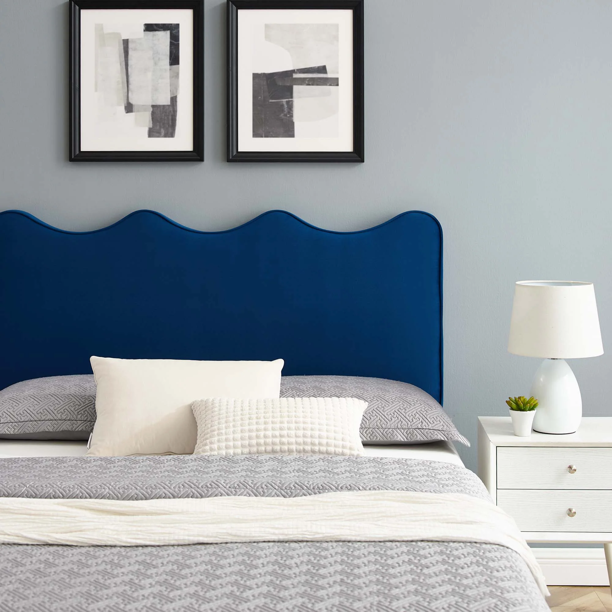 Current Performance Velvet Platform Bed With Black Wood Legs - Image 46