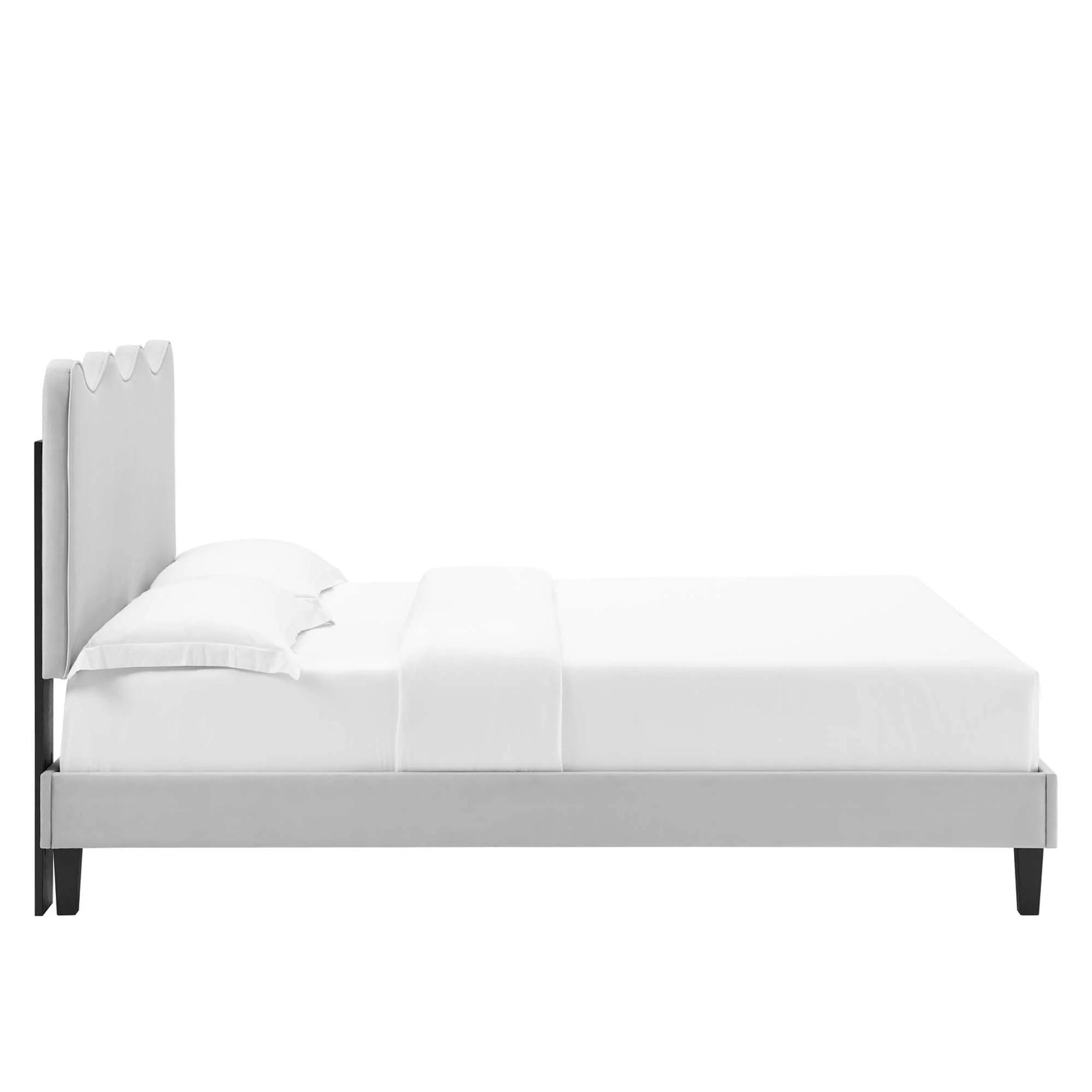Current Performance Velvet Platform Bed With Black Wood Legs - Image 50