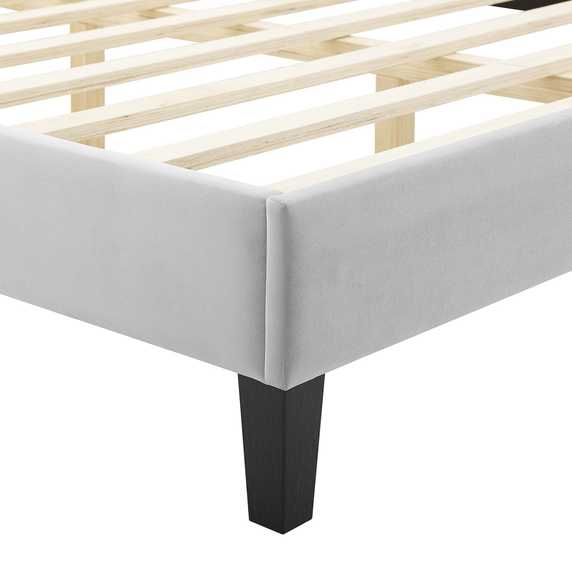 Current Performance Velvet Platform Bed With Black Wood Legs - Image 52