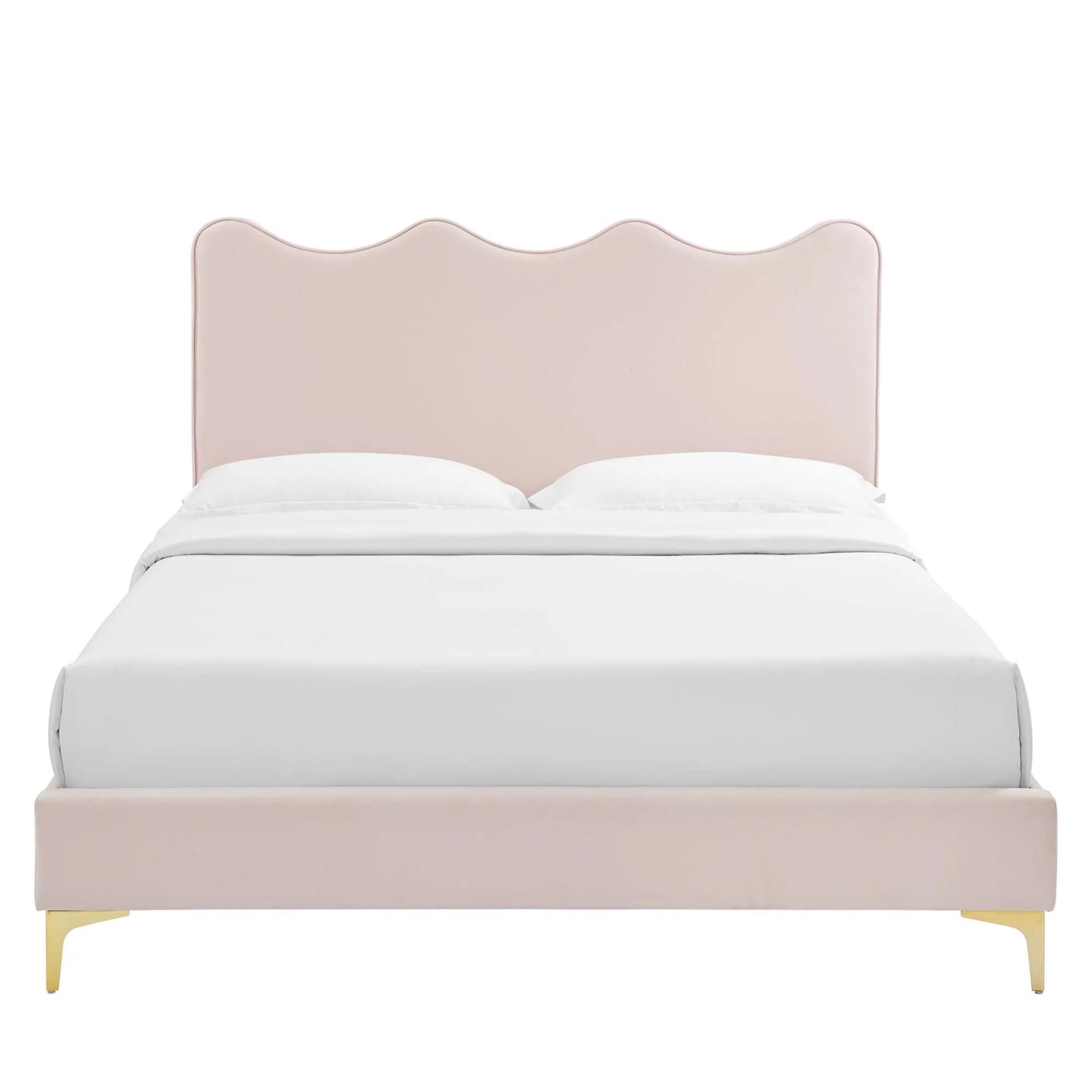 Current Performance Velvet Platform Bed With Gold Metal Legs - Image 16
