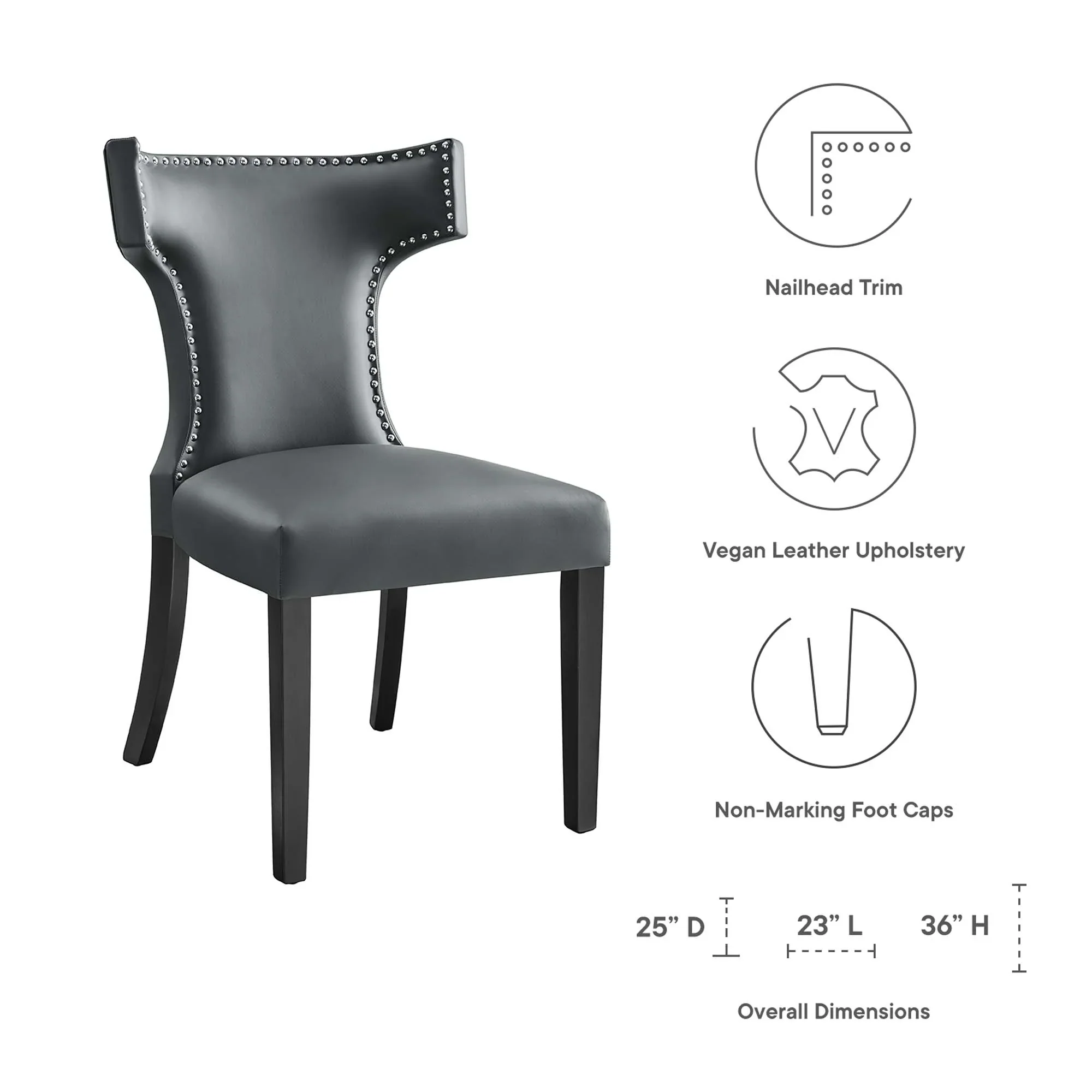 Curve Vegan Leather Dining Chair - Image 8