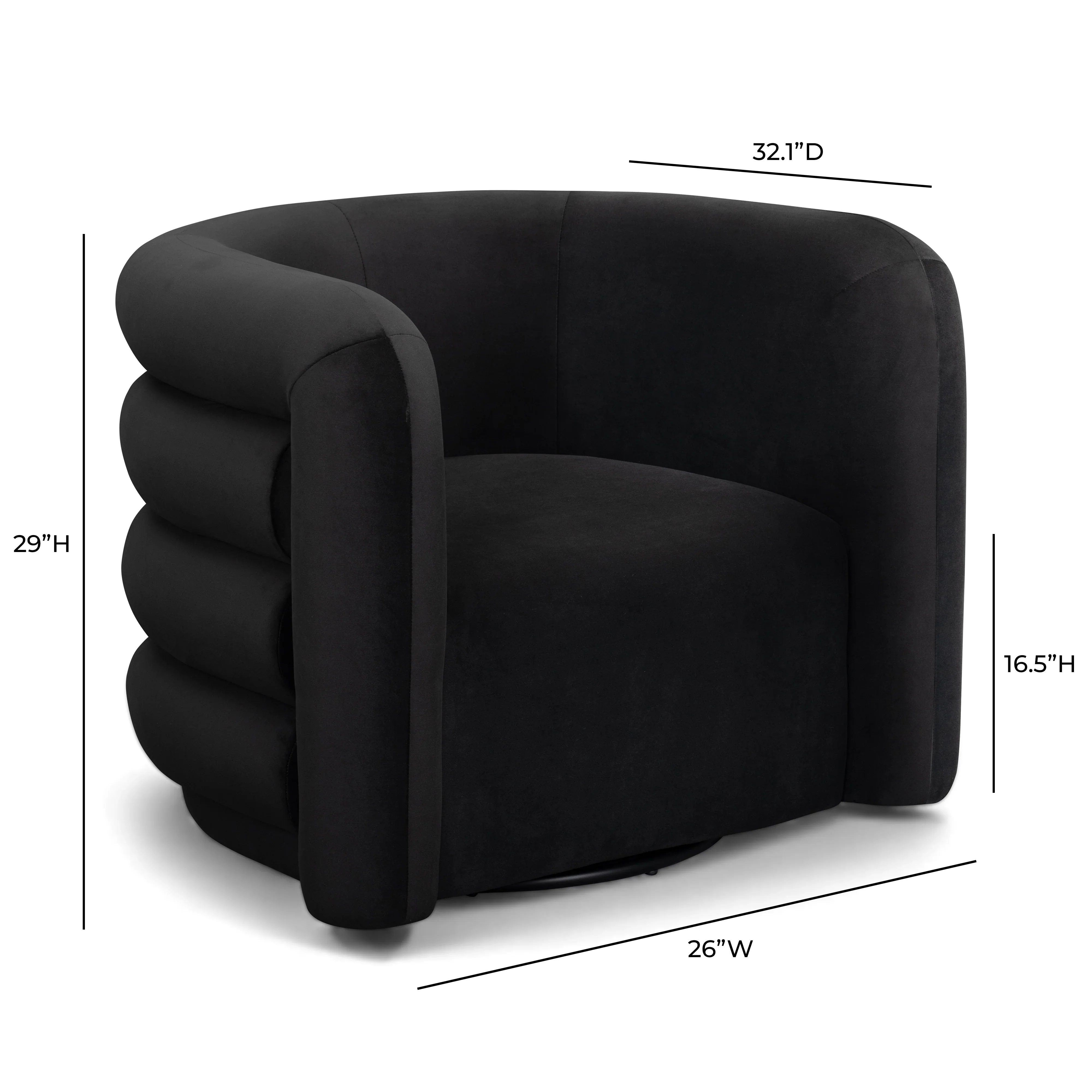 Curves Performance Velvet Swivel Accent Chair - Image 6