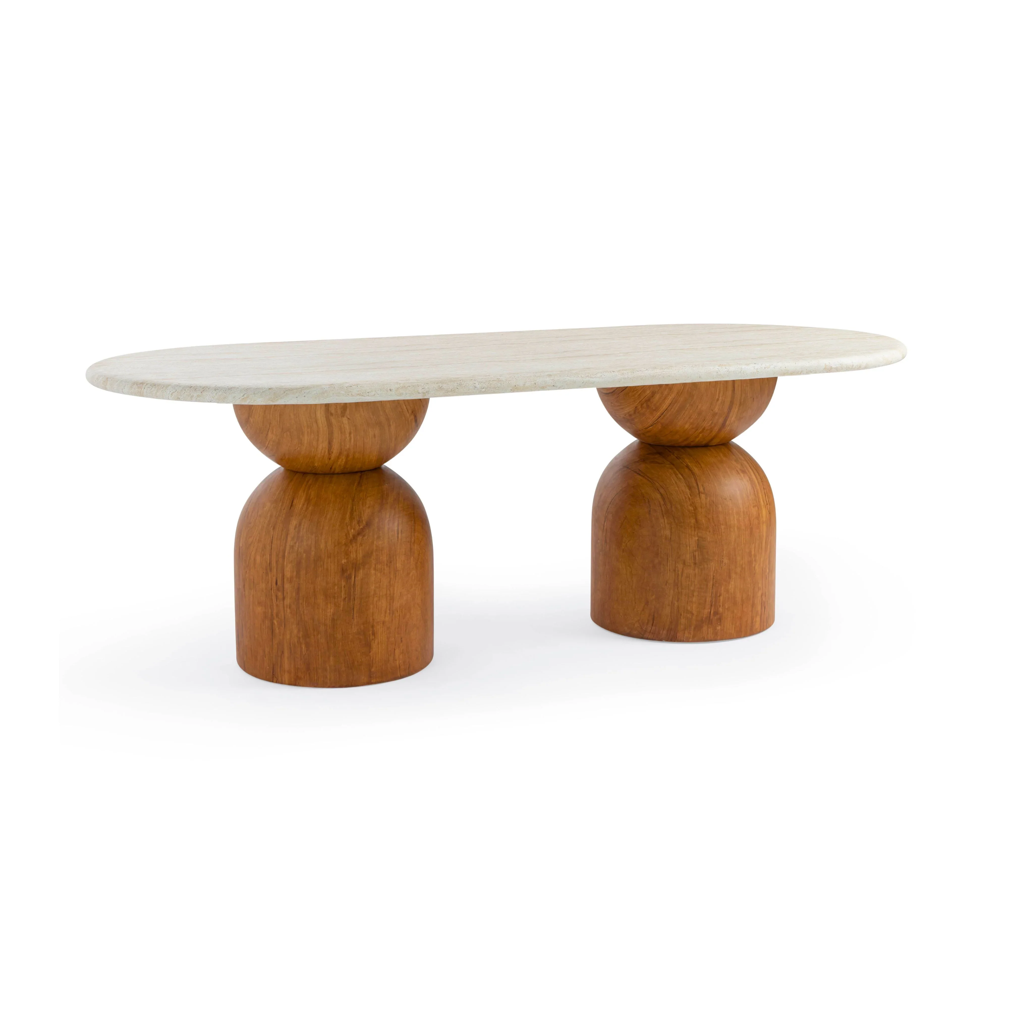 Cynthia 87" Faux Travertine Indoor/Outdoor Concrete Oval Dining Table - Image 3