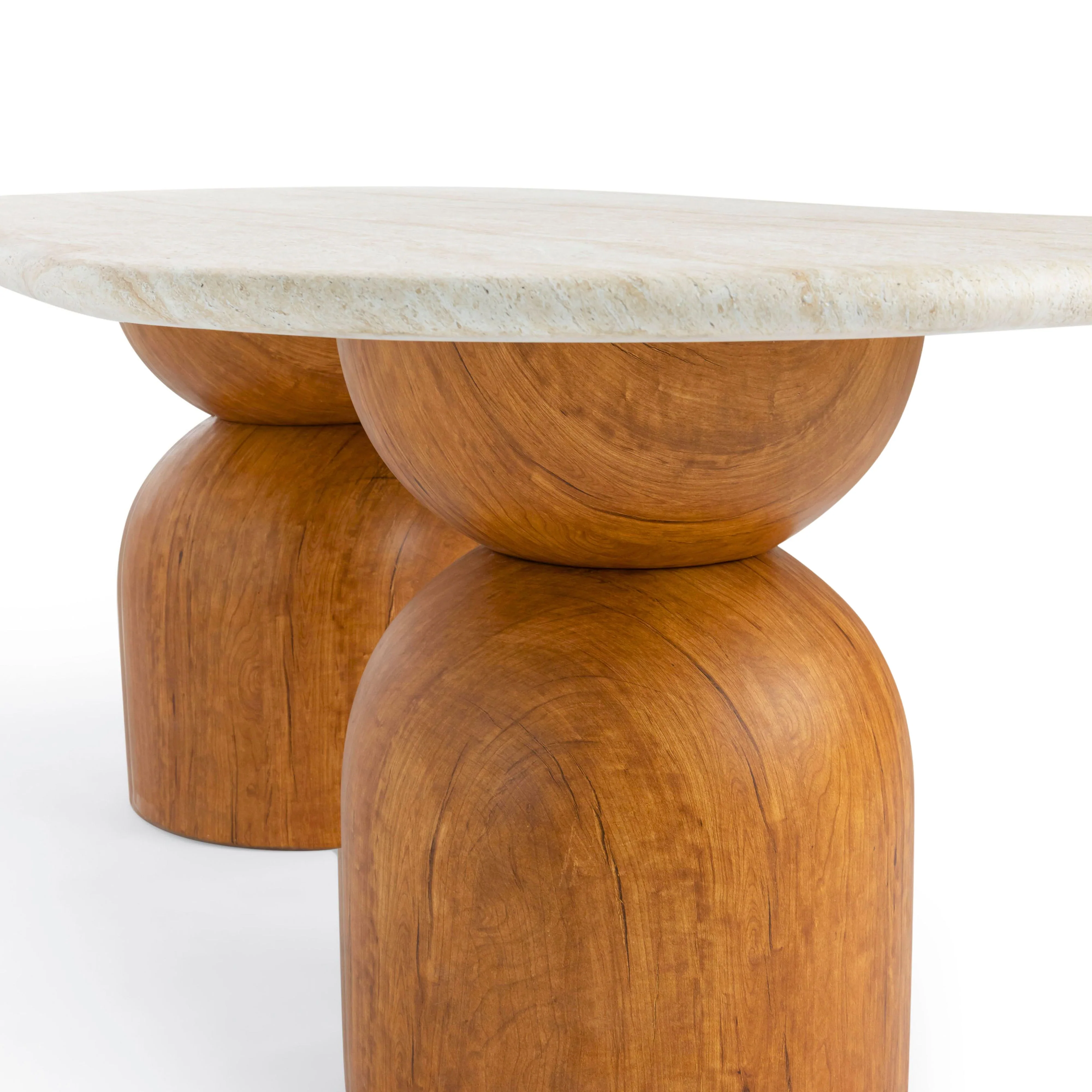 Cynthia 87" Faux Travertine Indoor/Outdoor Concrete Oval Dining Table - Image 4