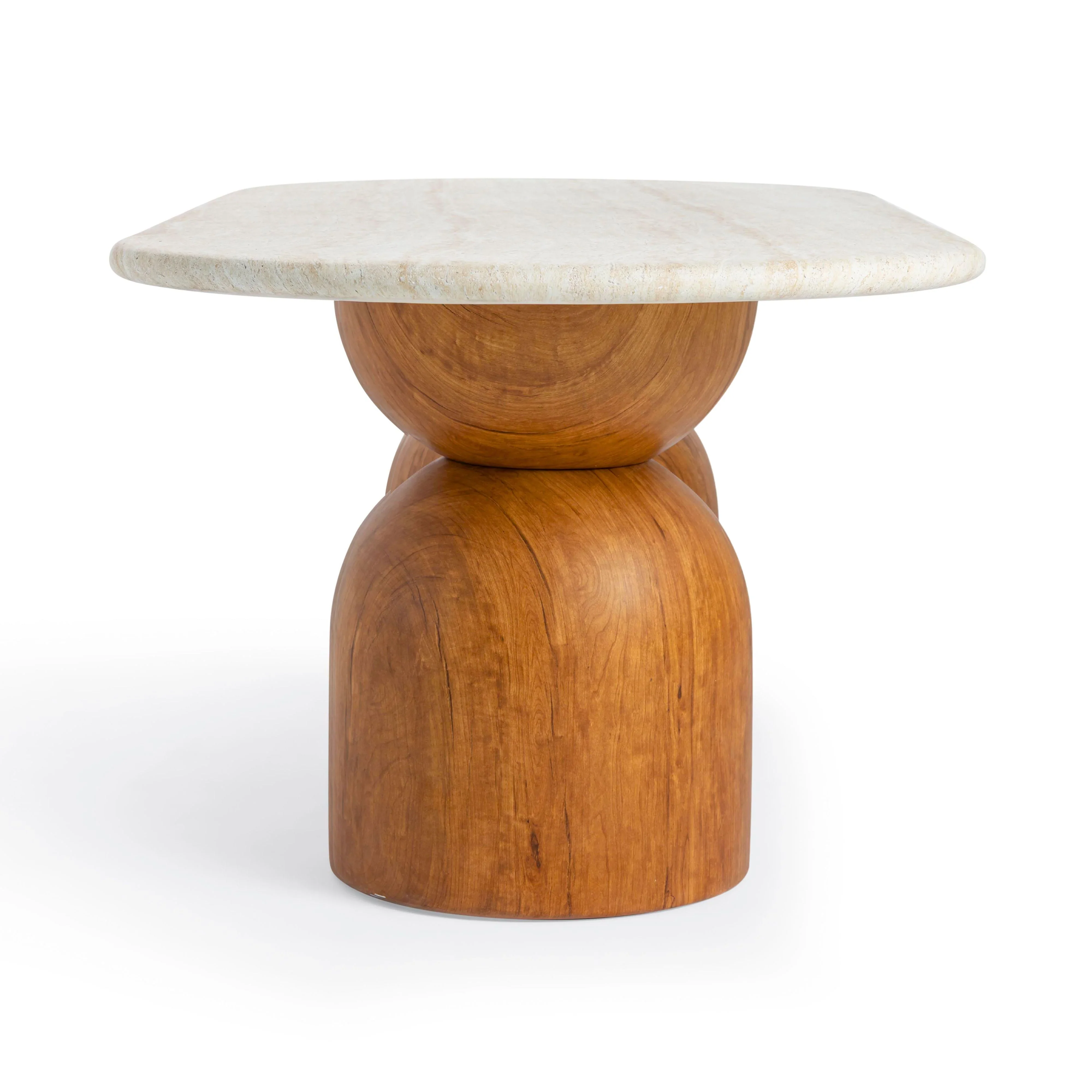 Cynthia 87" Faux Travertine Indoor/Outdoor Concrete Oval Dining Table - Image 5