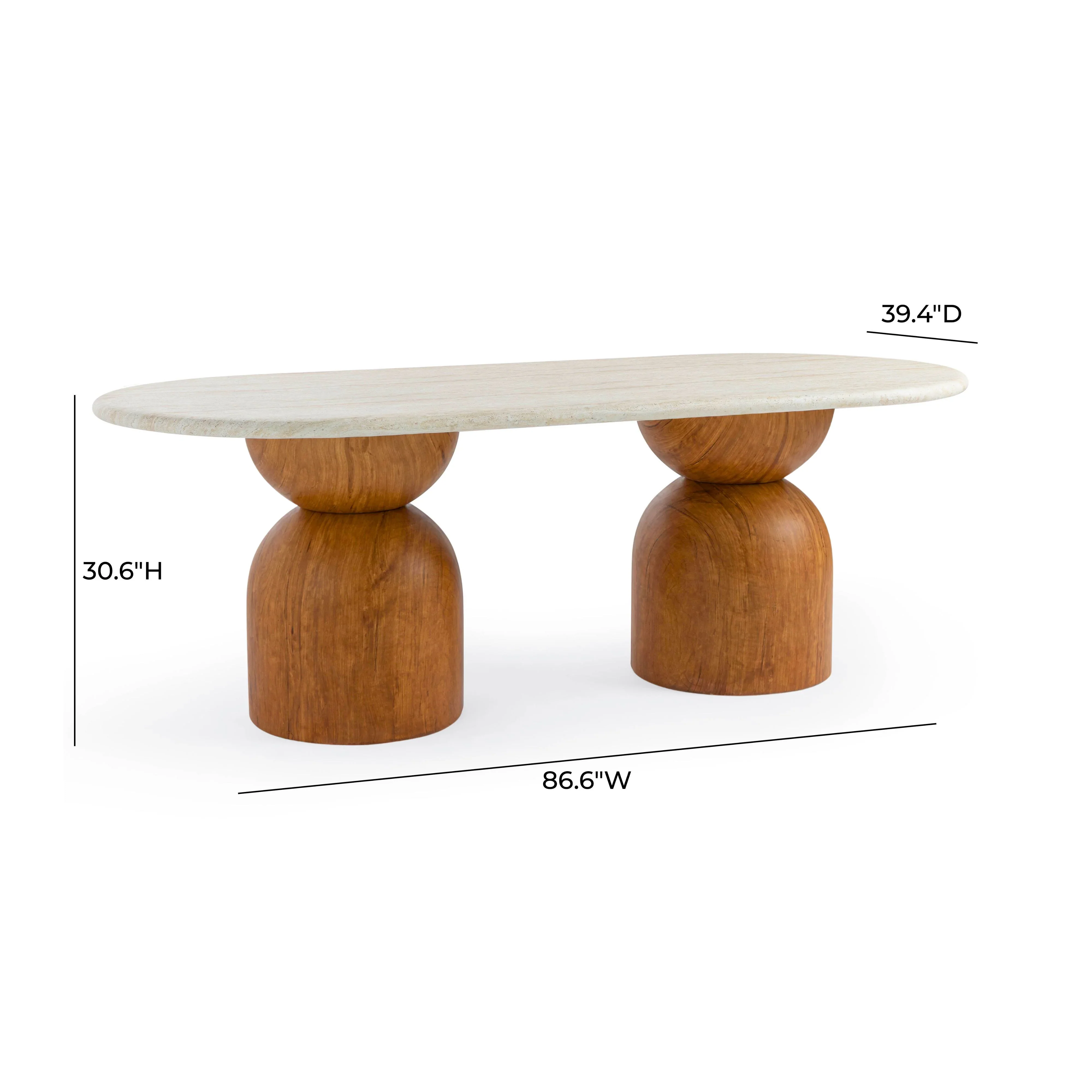 Cynthia 87" Faux Travertine Indoor/Outdoor Concrete Oval Dining Table - Image 7