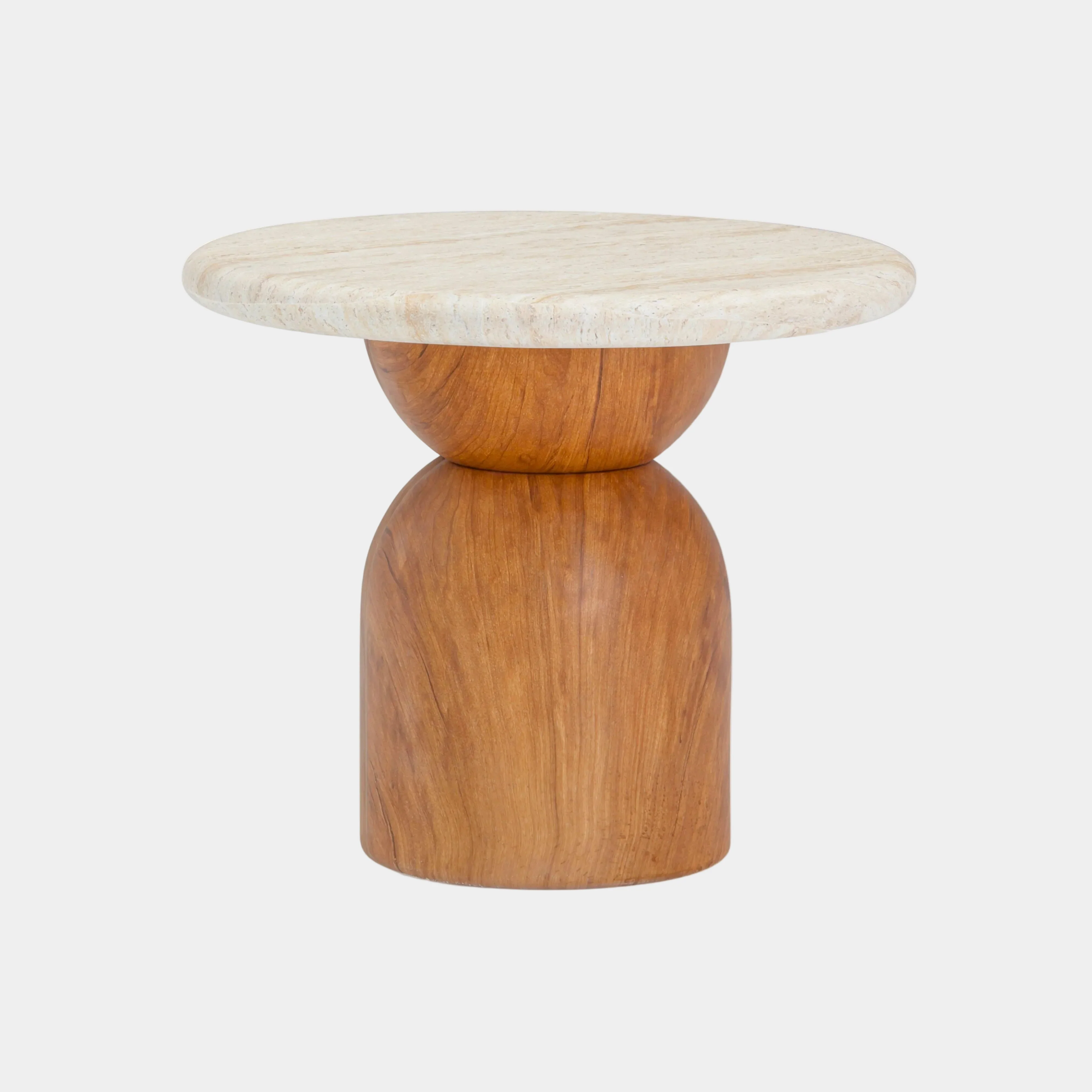 Cynthia Faux Travertine Concrete Indoor/Outdoor Side Table