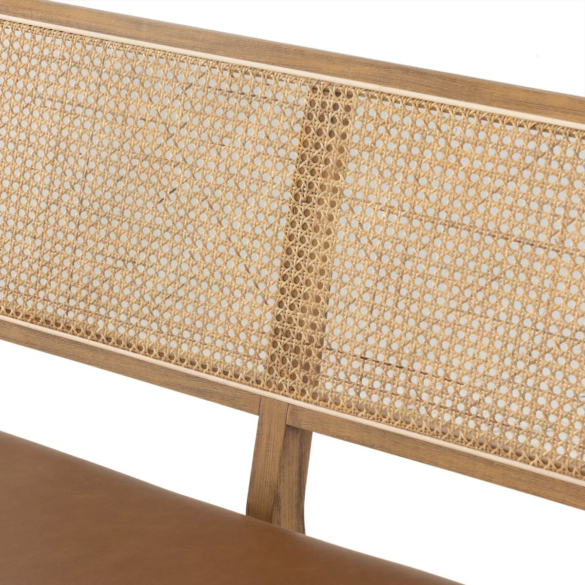 Dalton Faux leather & Cane Dining Bench - Image 8