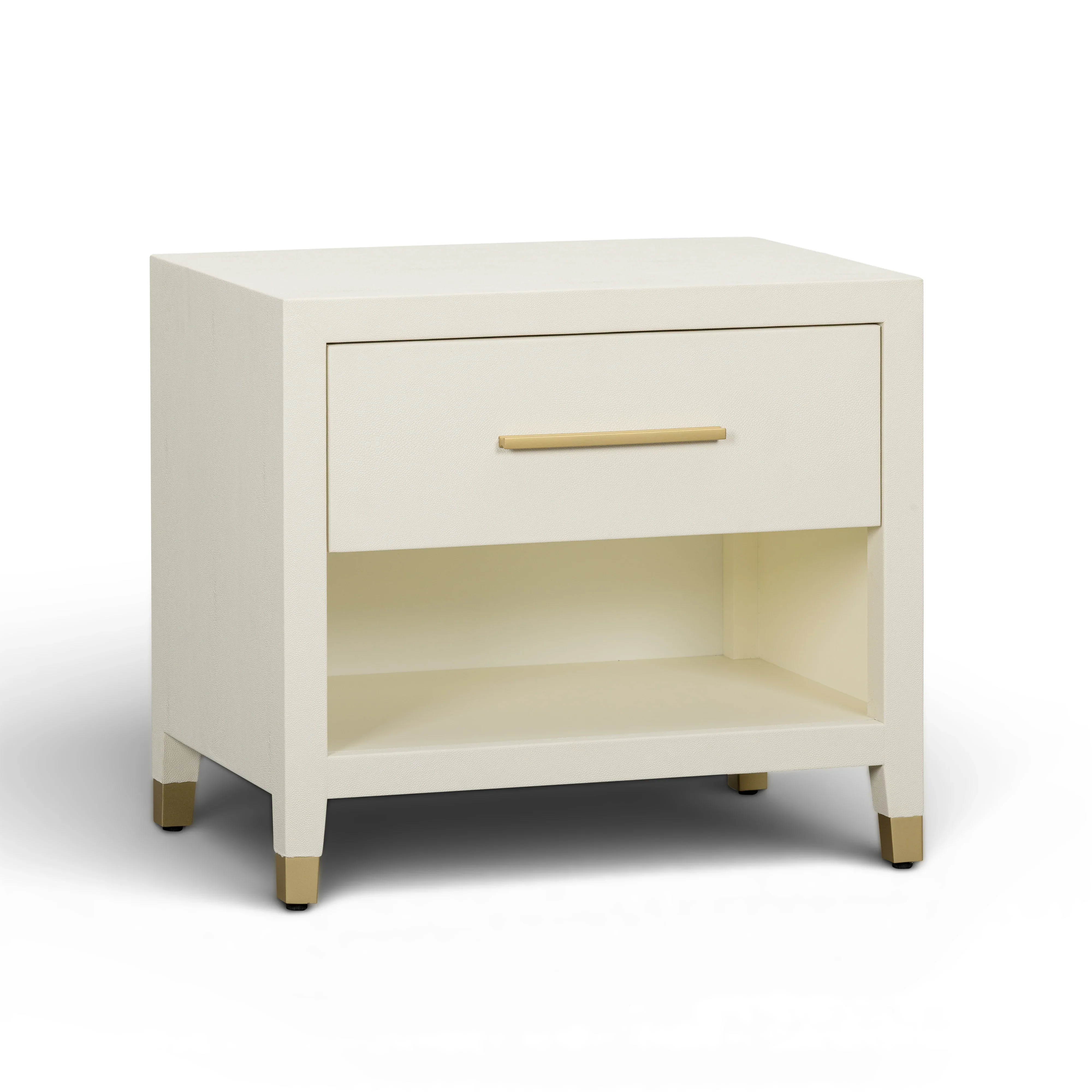 Dani 25" Cream Faux Shagreen Nightstand with Drawer - Image 2