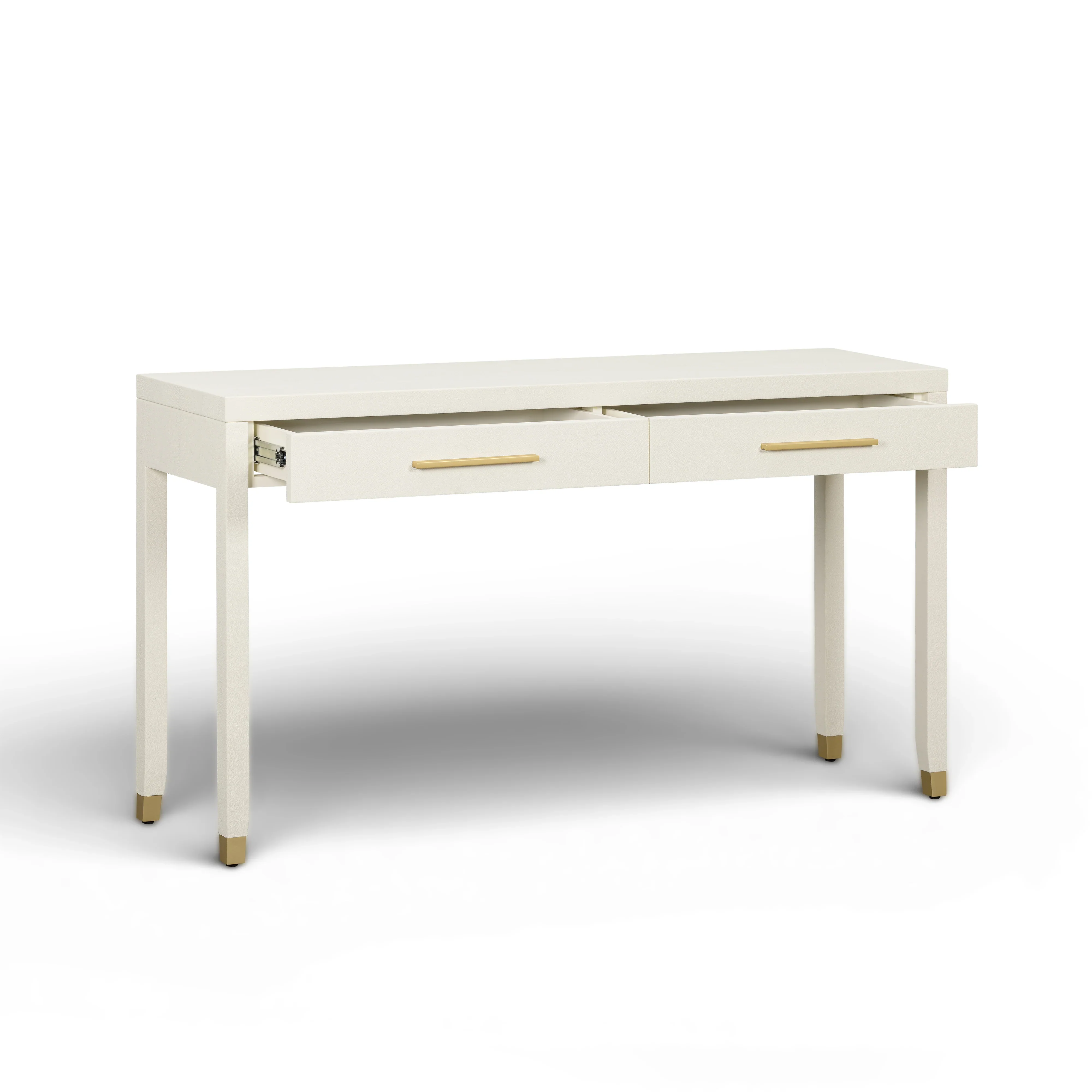 Dani 54" Cream Faux Shagreen 2-Drawer Console Table - Image 3