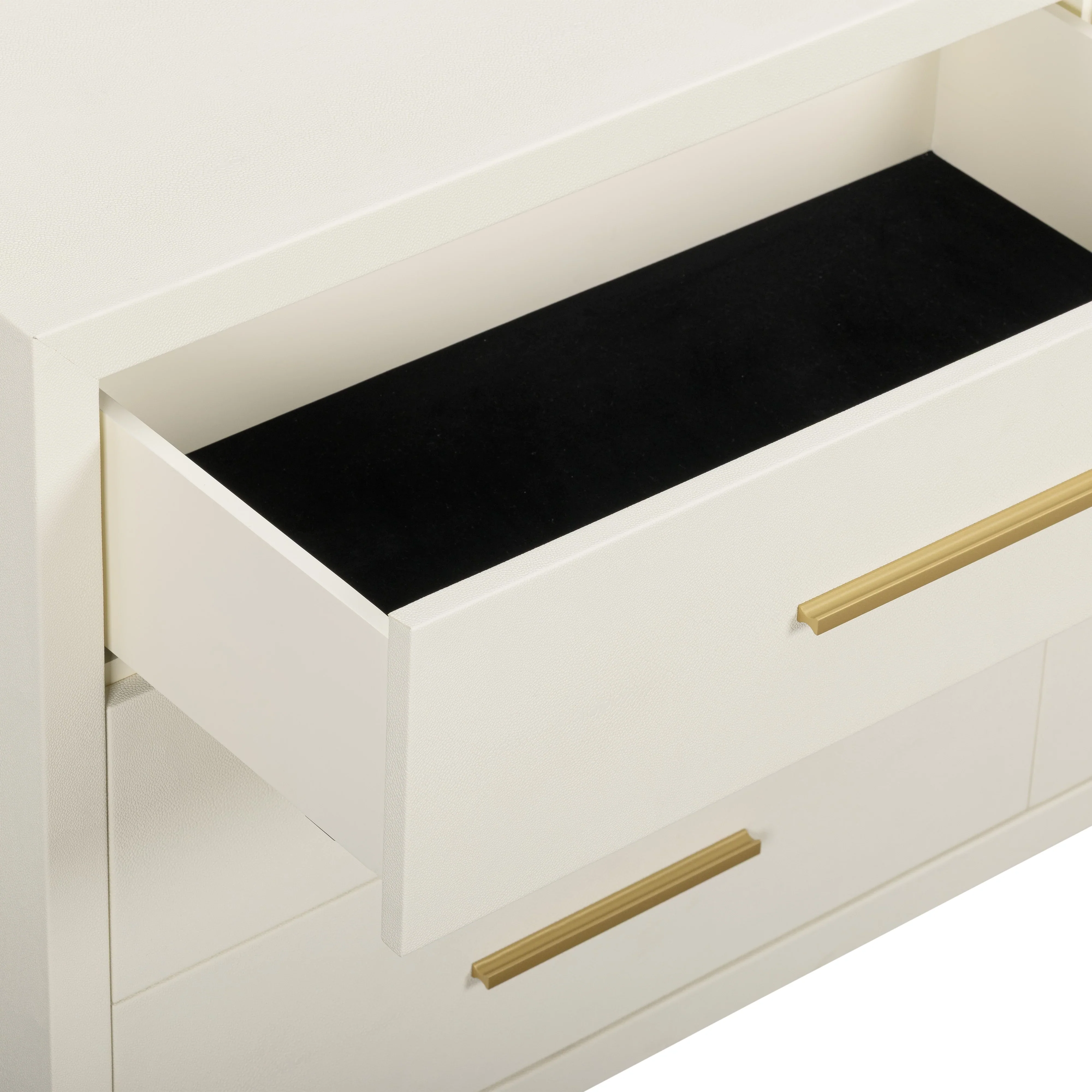 Dani 62" Cream Faux Shagreen 6-Drawer Dresser - Image 5