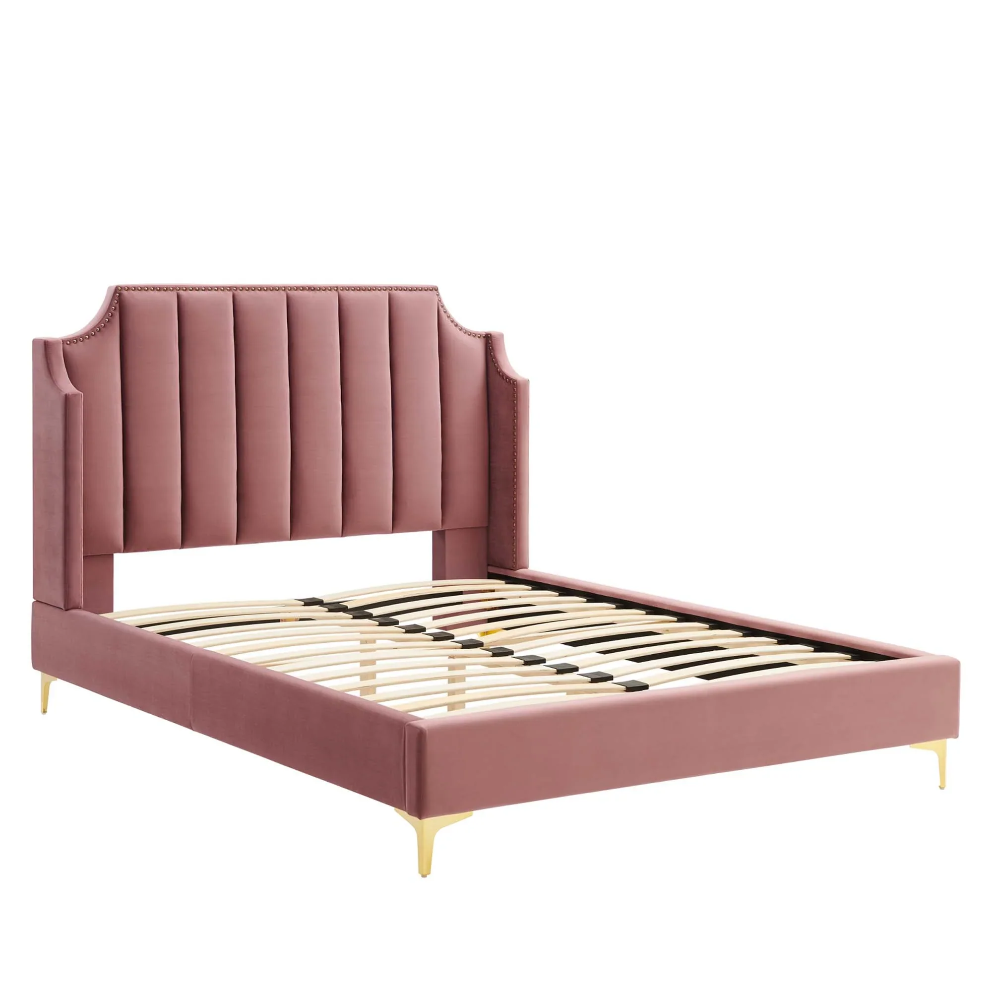 Daniella Performance Velvet Queen Platform Bed - Image 4