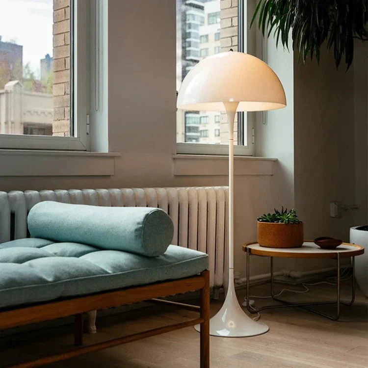 Danish Mid-Century Modern White Mushroom Floor Lamp - Image 5