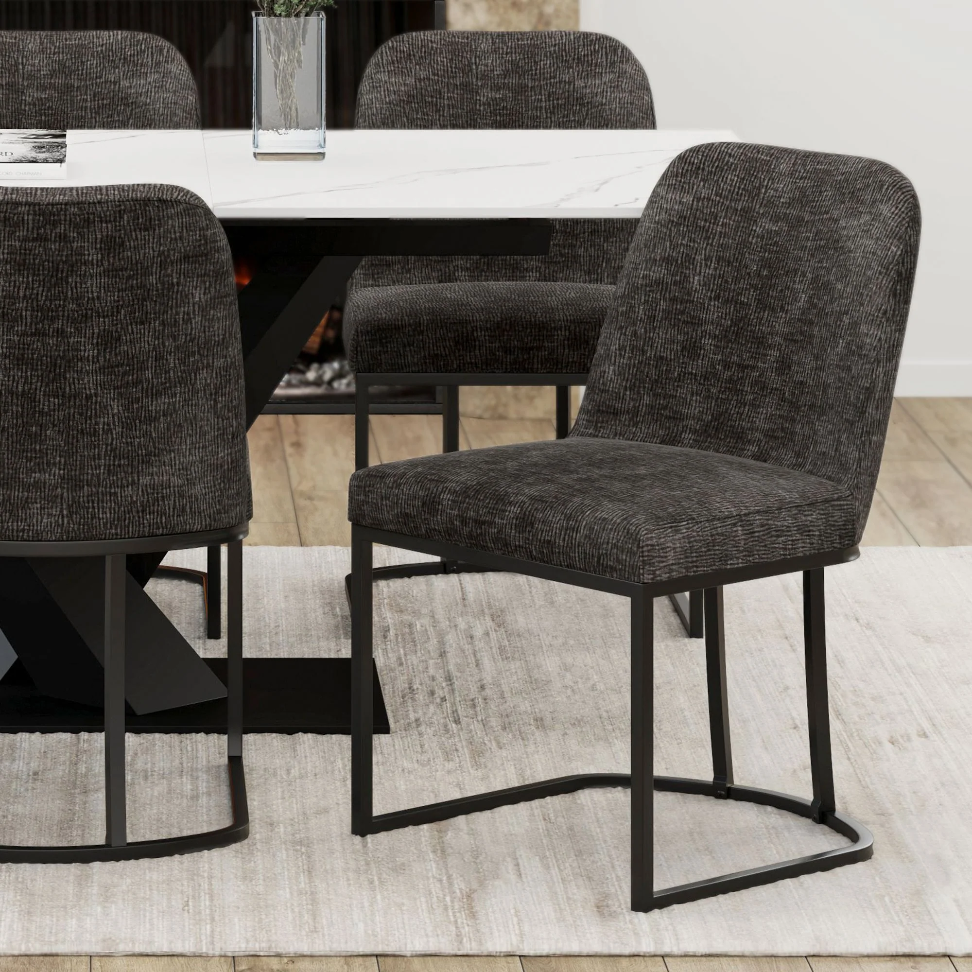 Dario Dining Chair, Set of 2 in Charcoal - Image 2