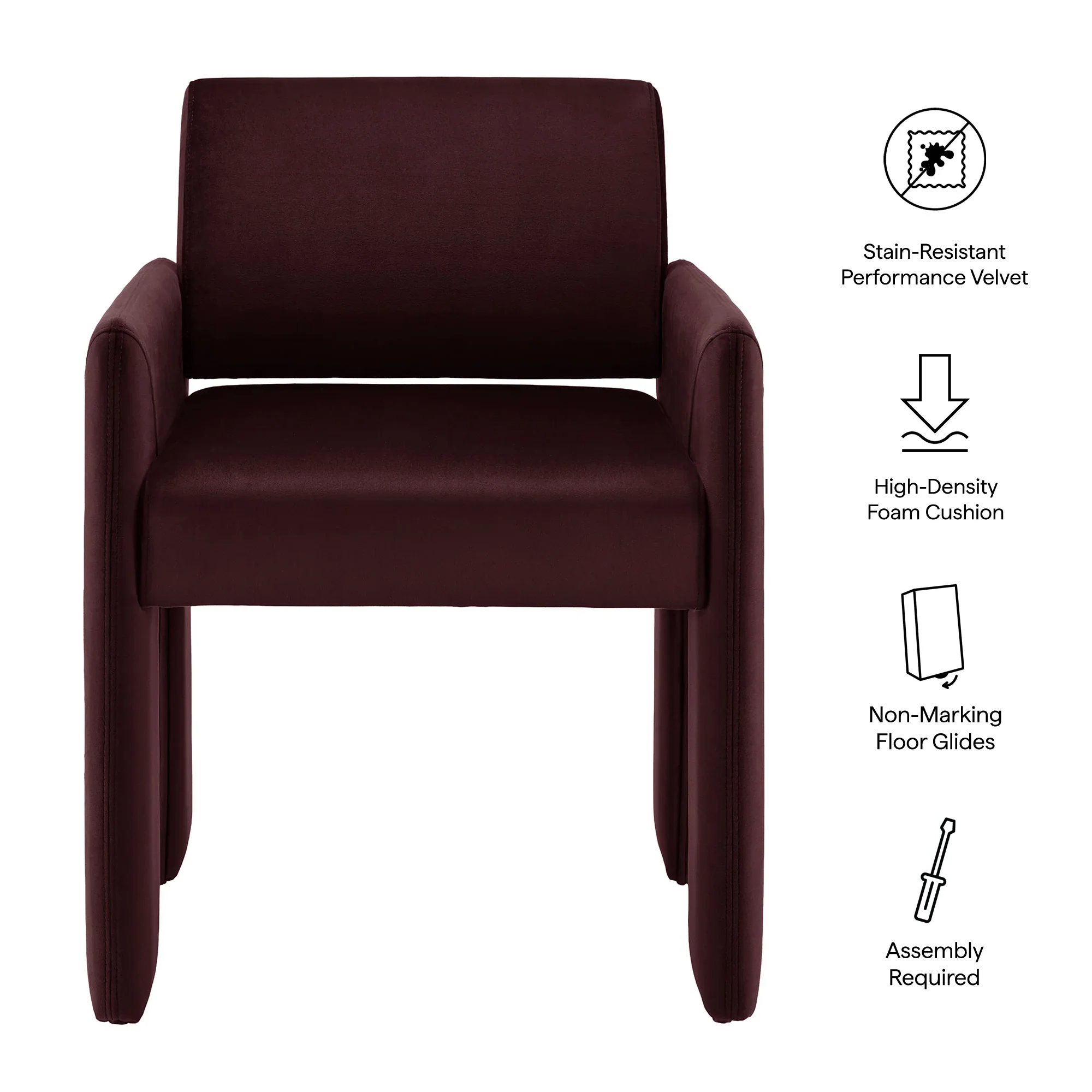 Daven Stain-Resistant Performance Velvet Dining Armchair - Image 8